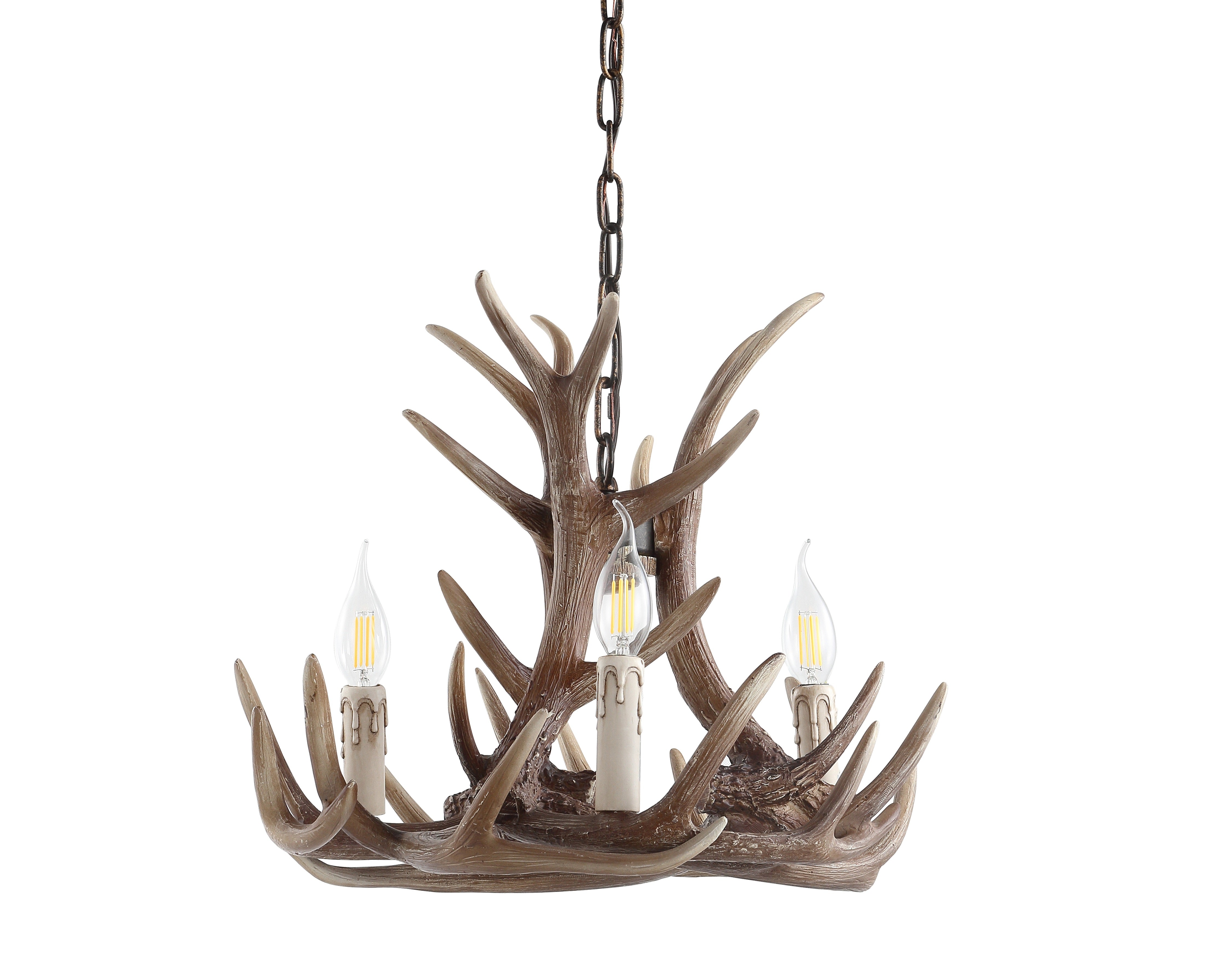 Nelle Adjustable Resin Antler 3-Light LED Chandelier