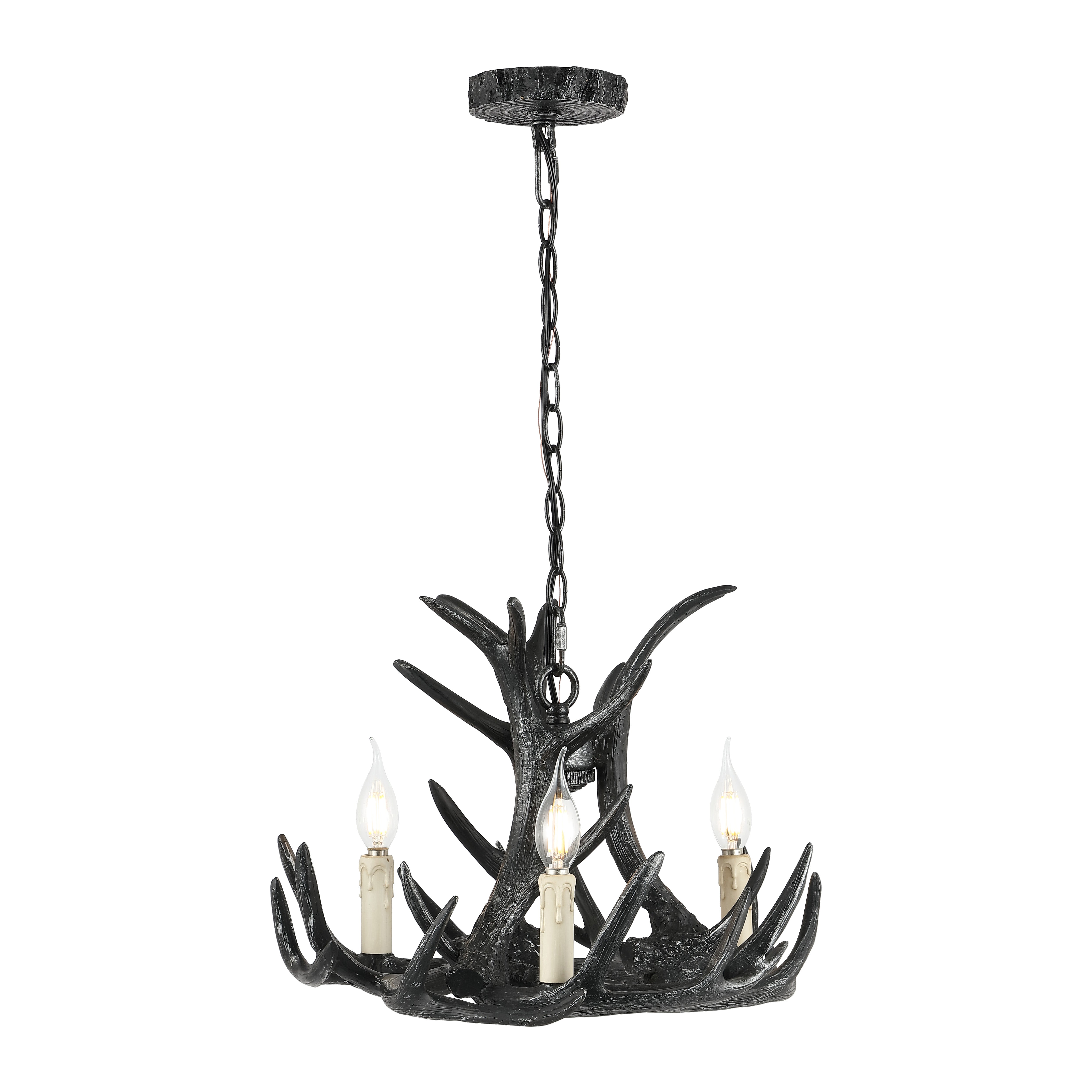 Nelle Adjustable Resin Antler 3-Light Dimmable LED Chandelier