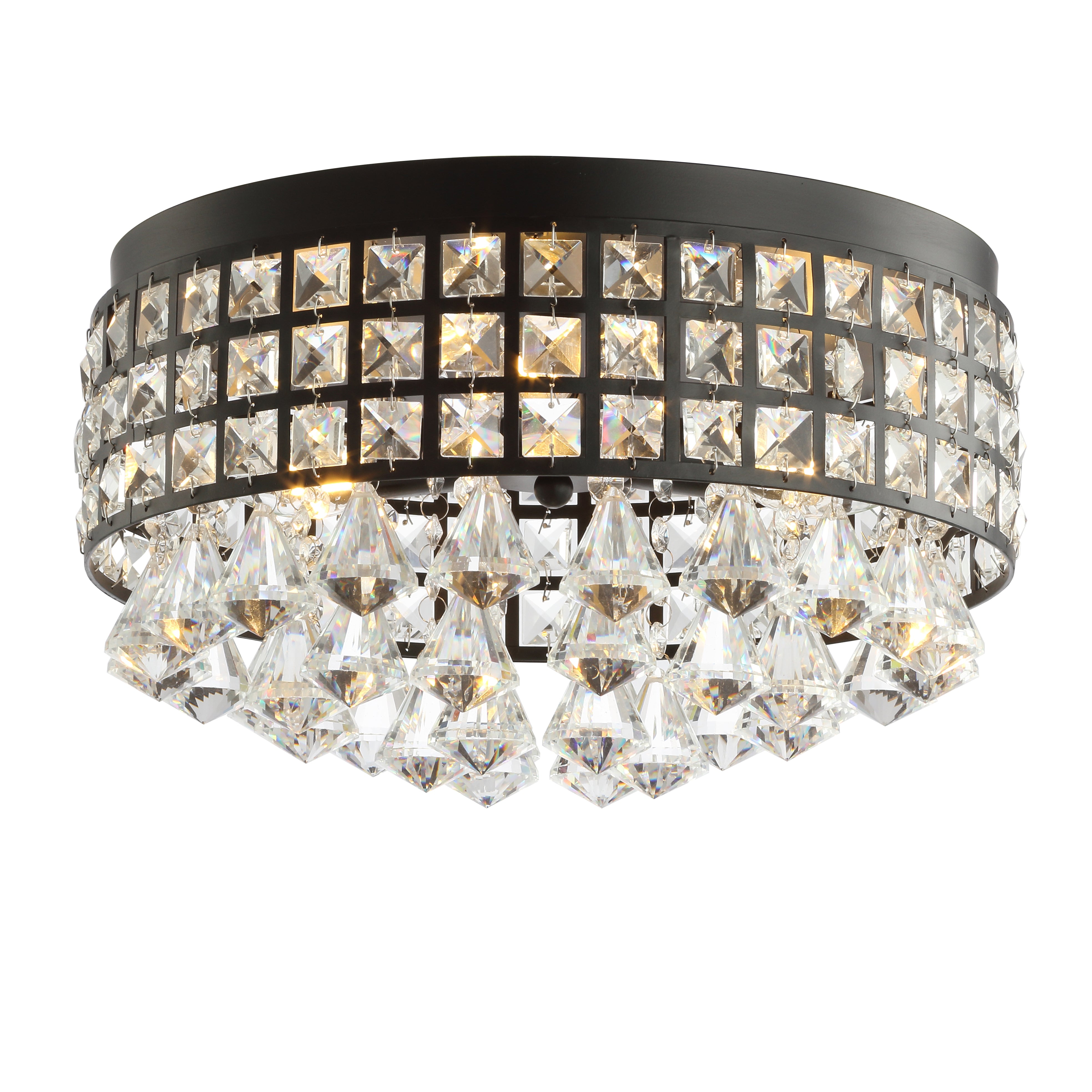 Meredith 3-Light Crystal Drops/Metal LED Flush Mount