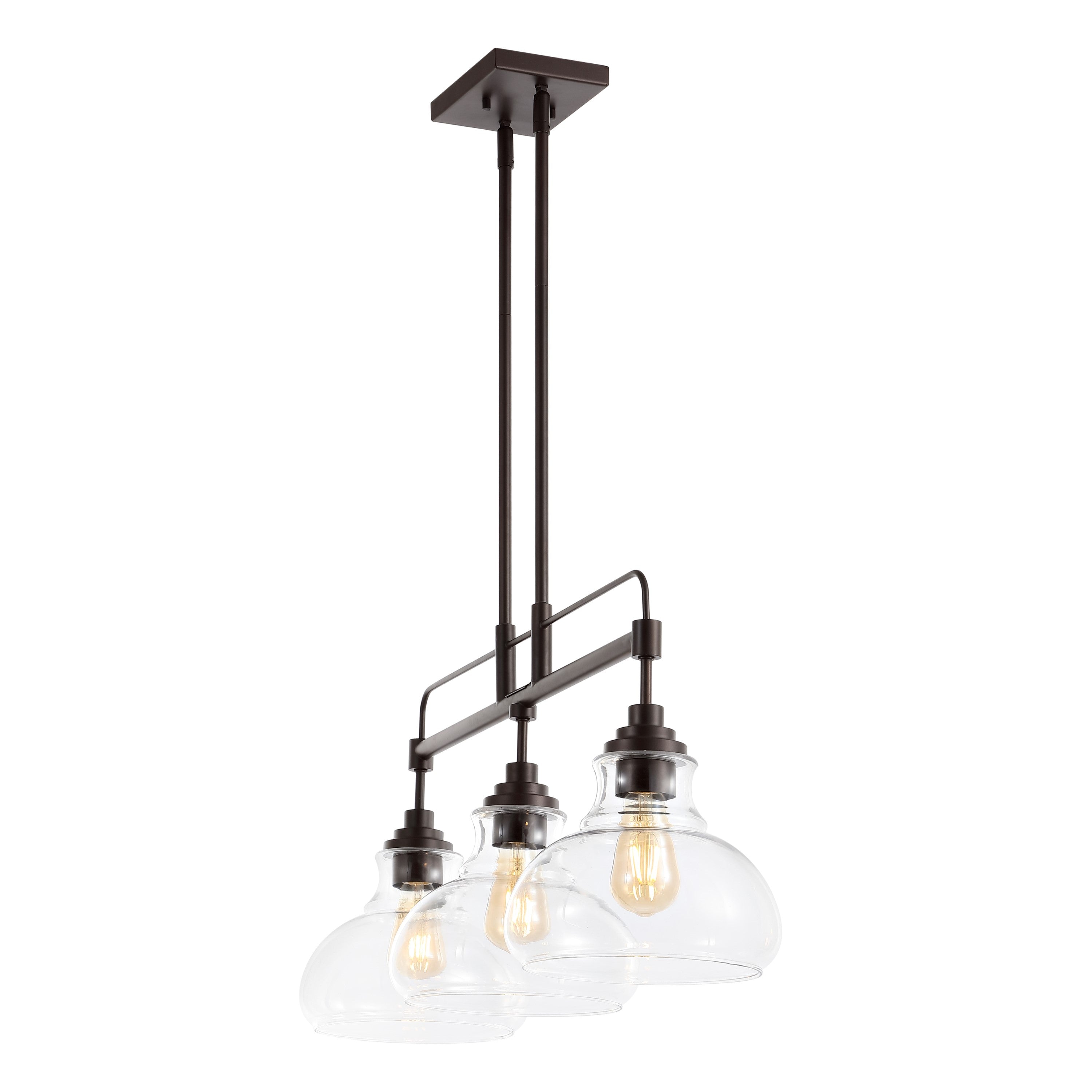 Marlowe 3-Light Farmhouse Industrial Iron/Glass Linear LED Pendant