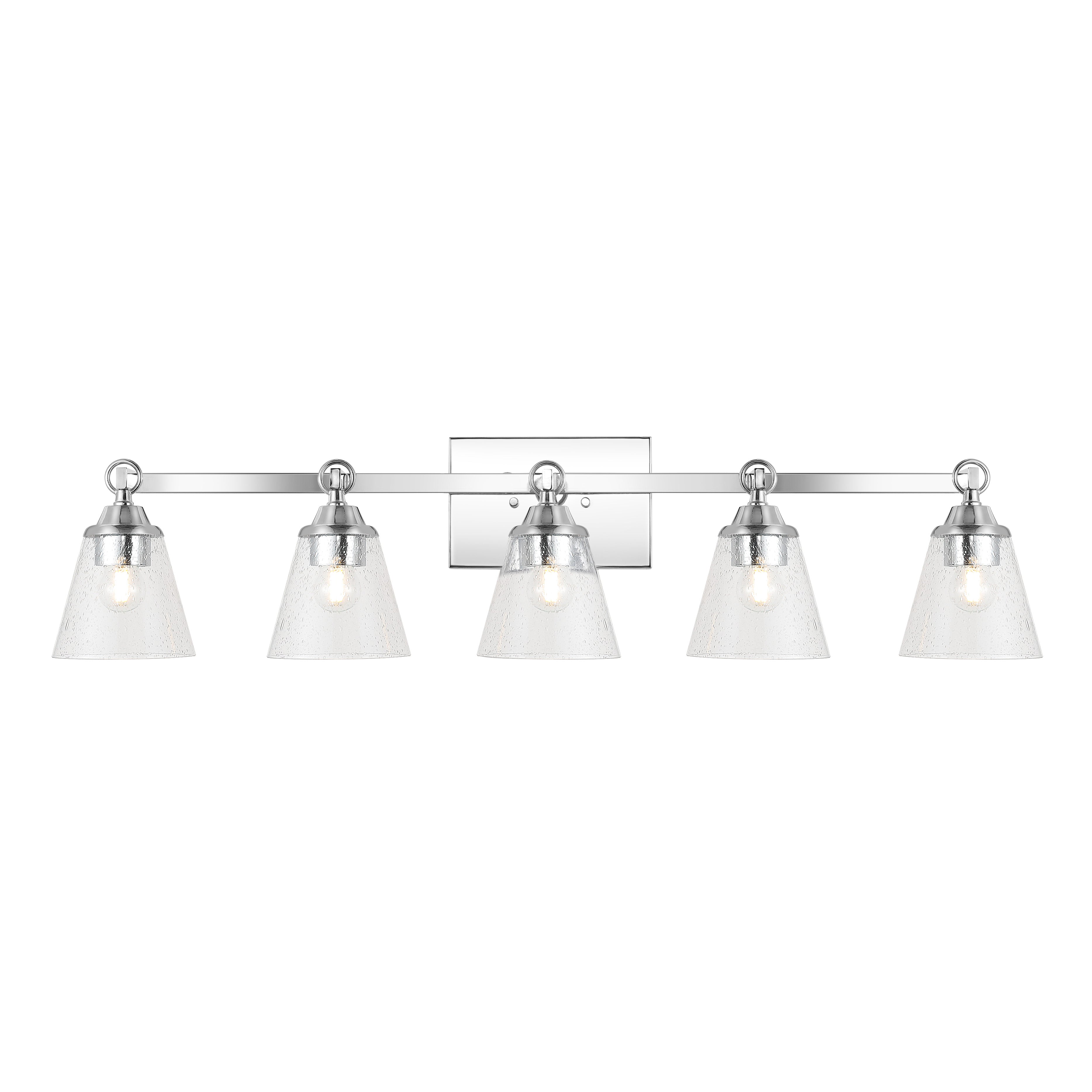 Marion 5-Light Hurricane Metal/Seeded Glass LED Vanity Light