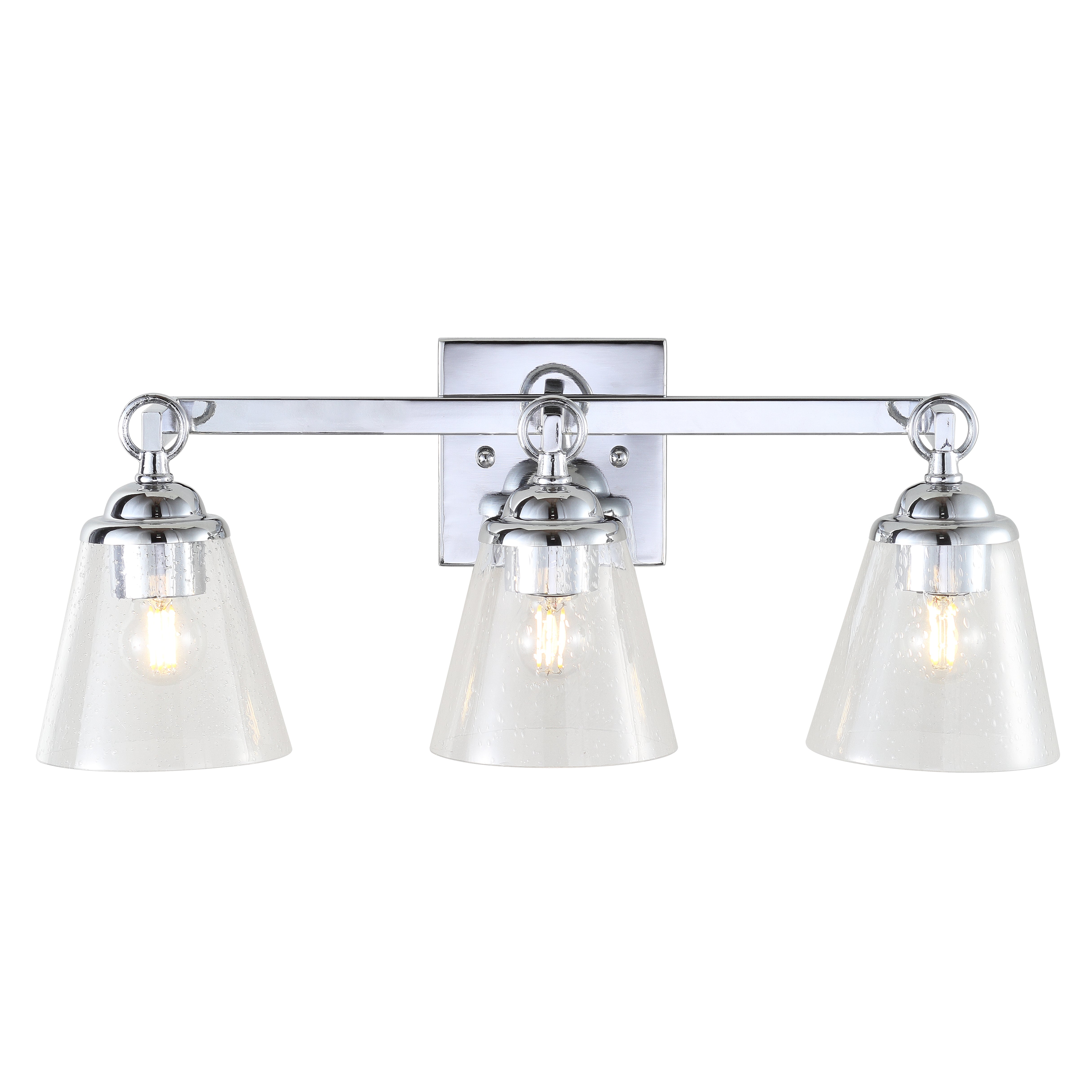 Marion 3-Light Hurricane Metal/Seeded Glass LED Vanity Light