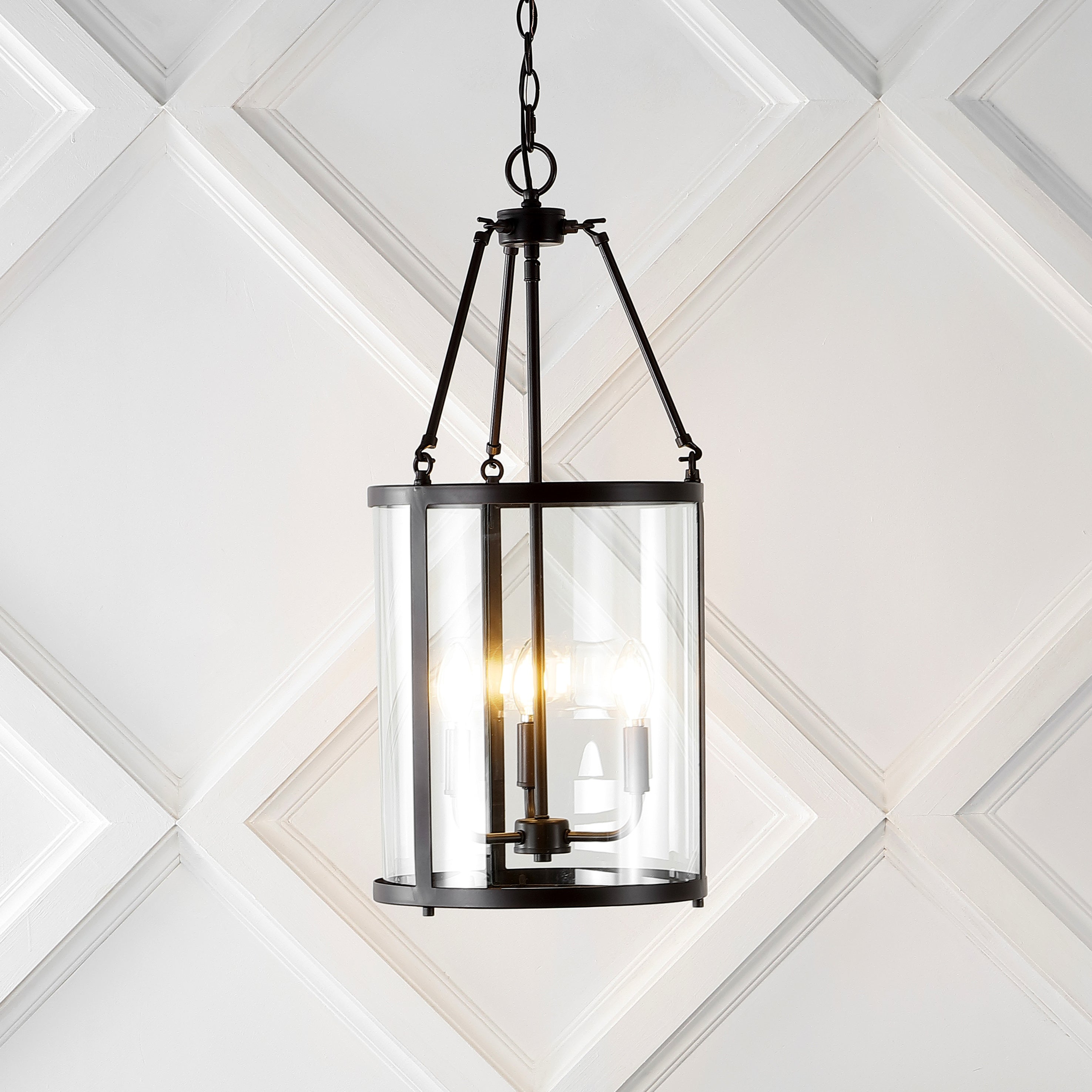 Kinsley 3-Light Industrial Farmhouse Iron/Glass LED Pendant