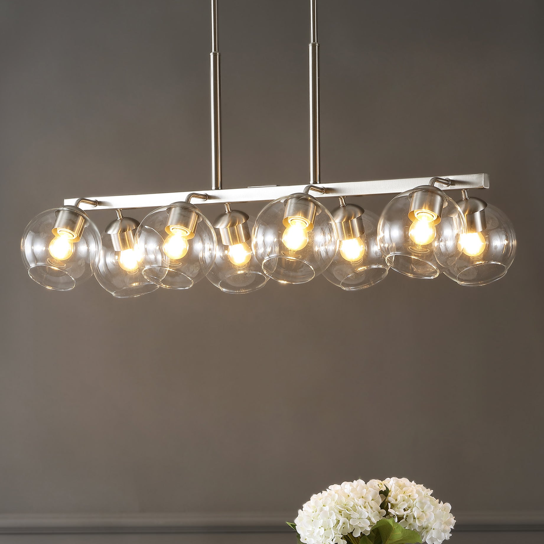 Julian 8-Light Farmhouse Bohemian Iron/Glass Linear LED Pendant