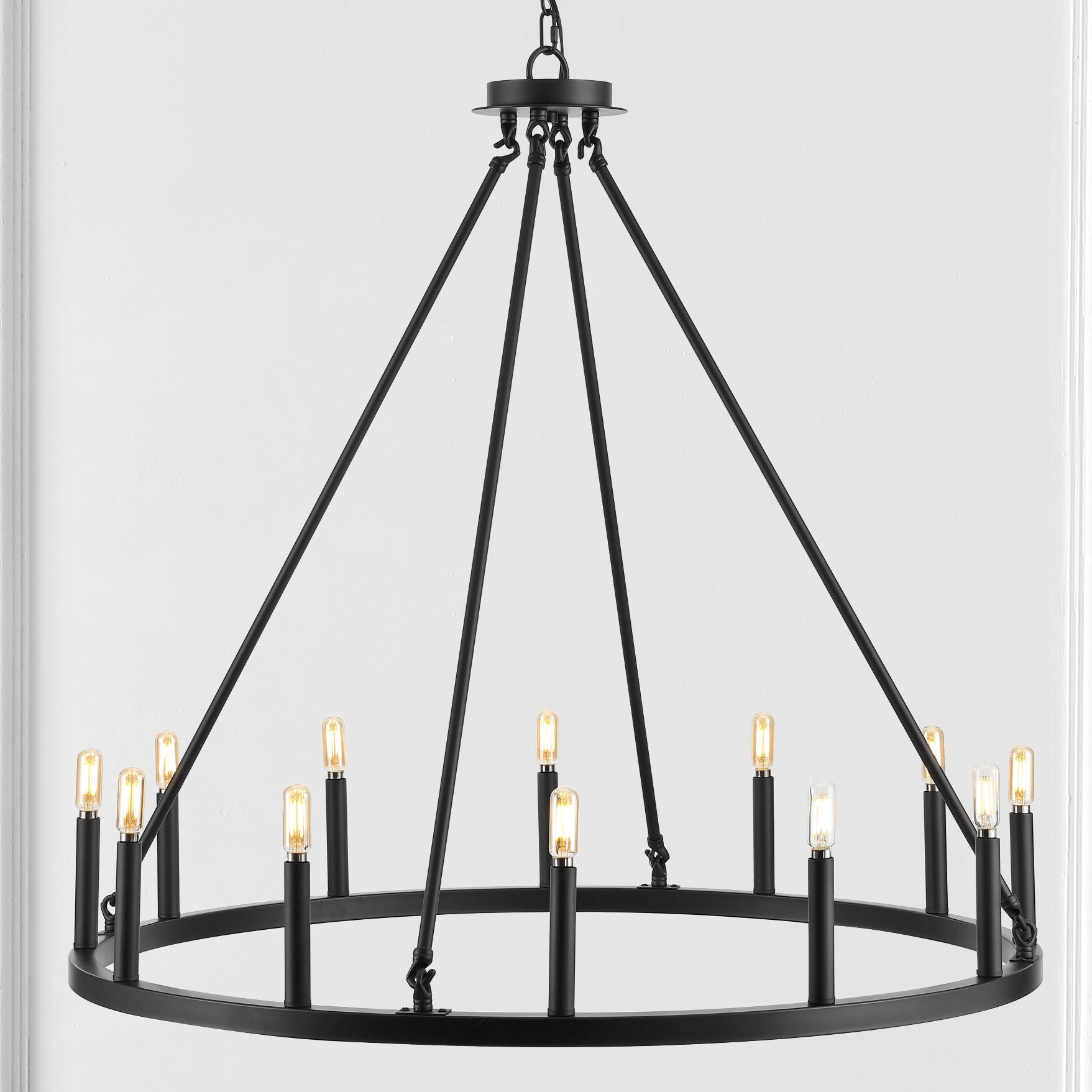 Gio 12-Light Iron Classic Industrial Ring LED Chandelier