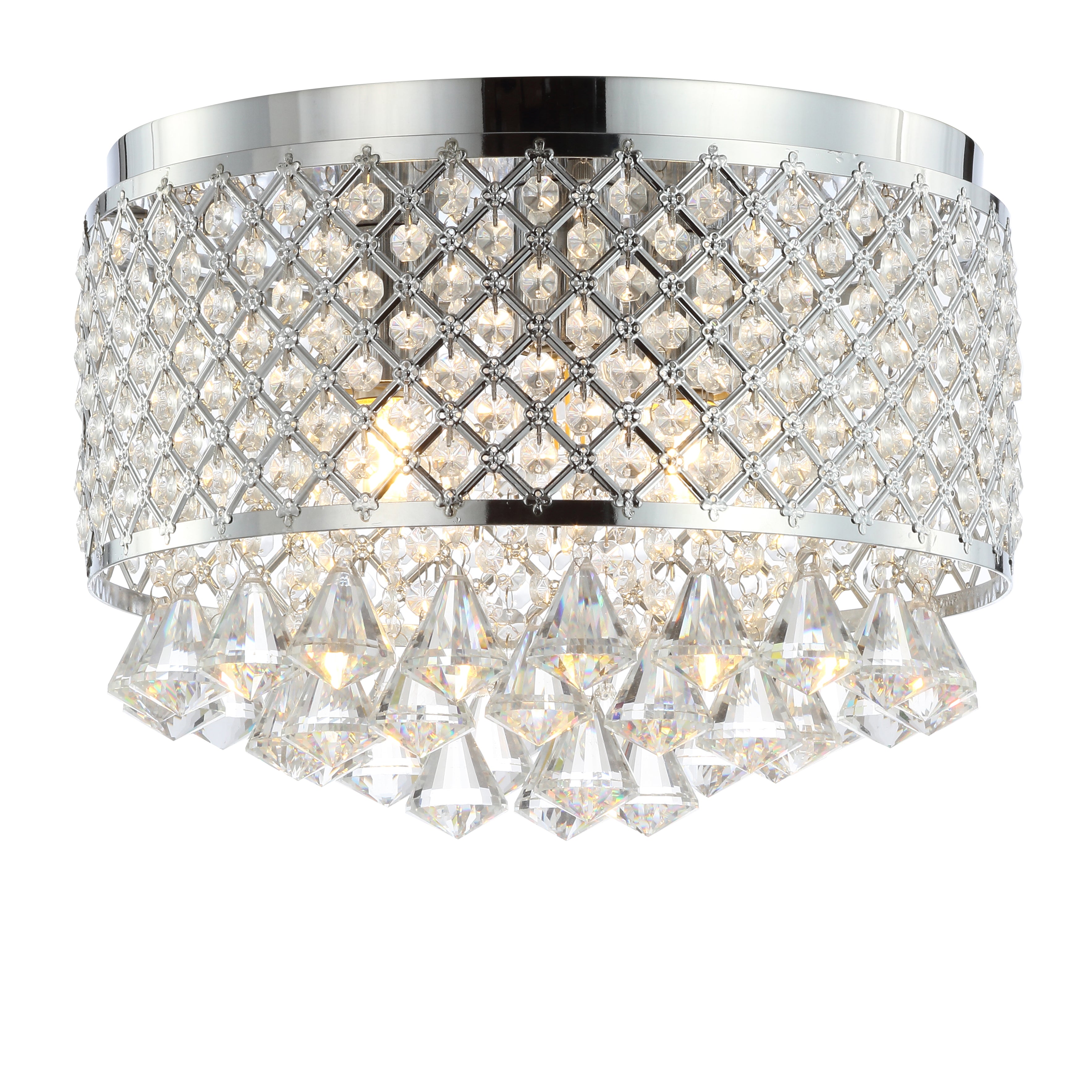 Evelyn 3-Light Crystal Drops/Metal LED Flush Mount