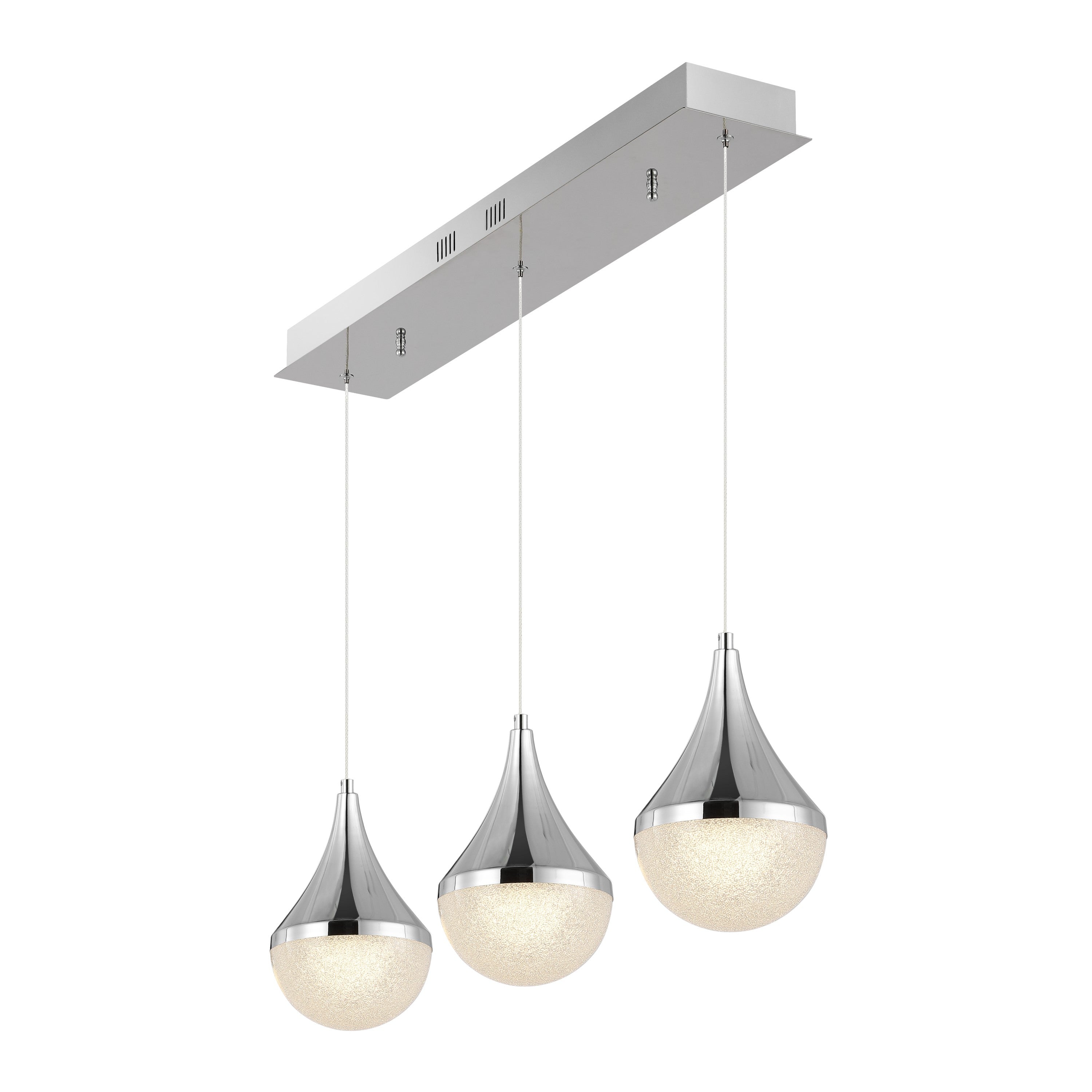 Elyse 3-Light Modern Mid-Century Iron/Acrylic Integrated Linear LED Pendant