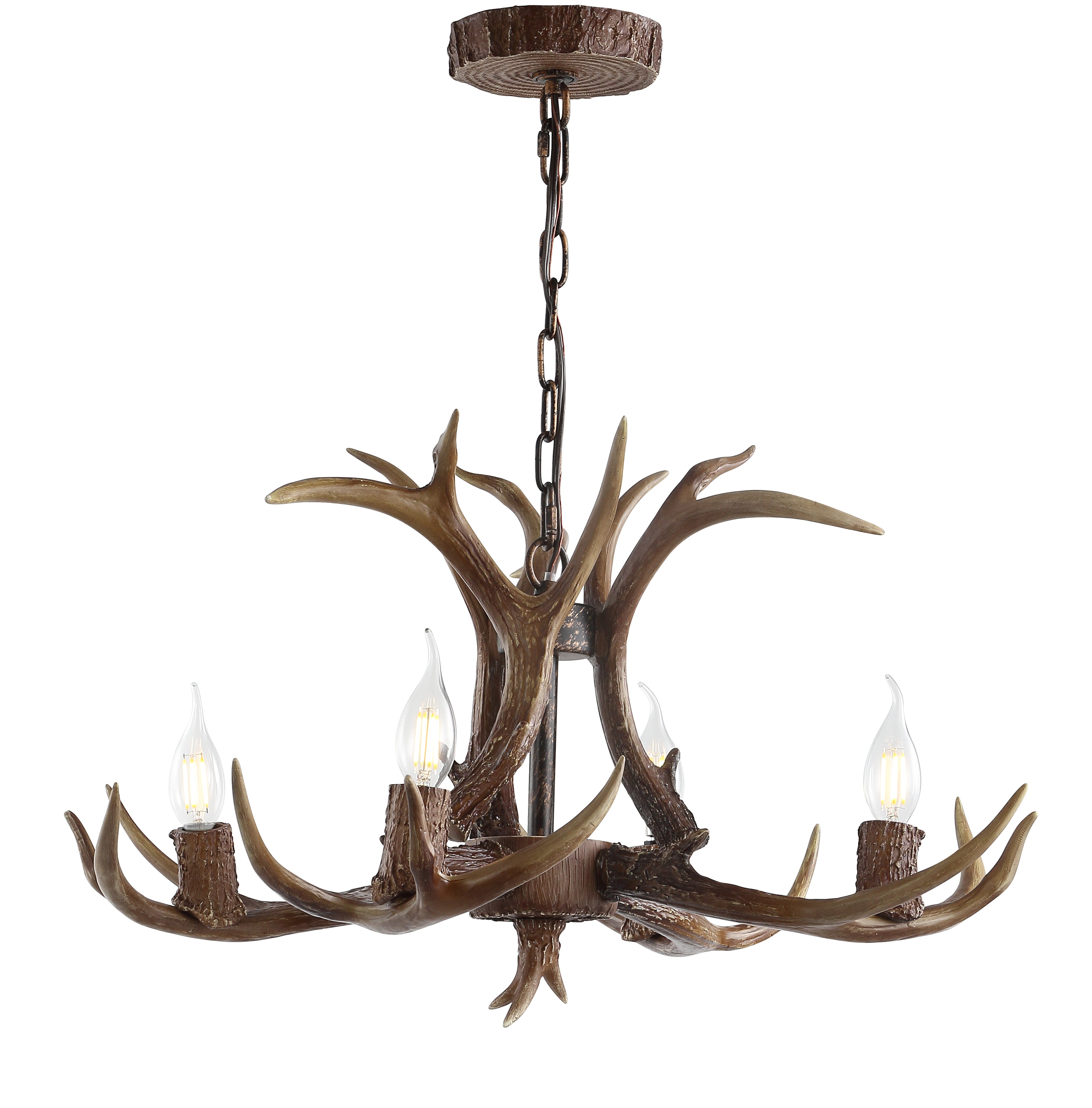 Eldora Adjustable Resin Antler 4-Light LED Chandelier