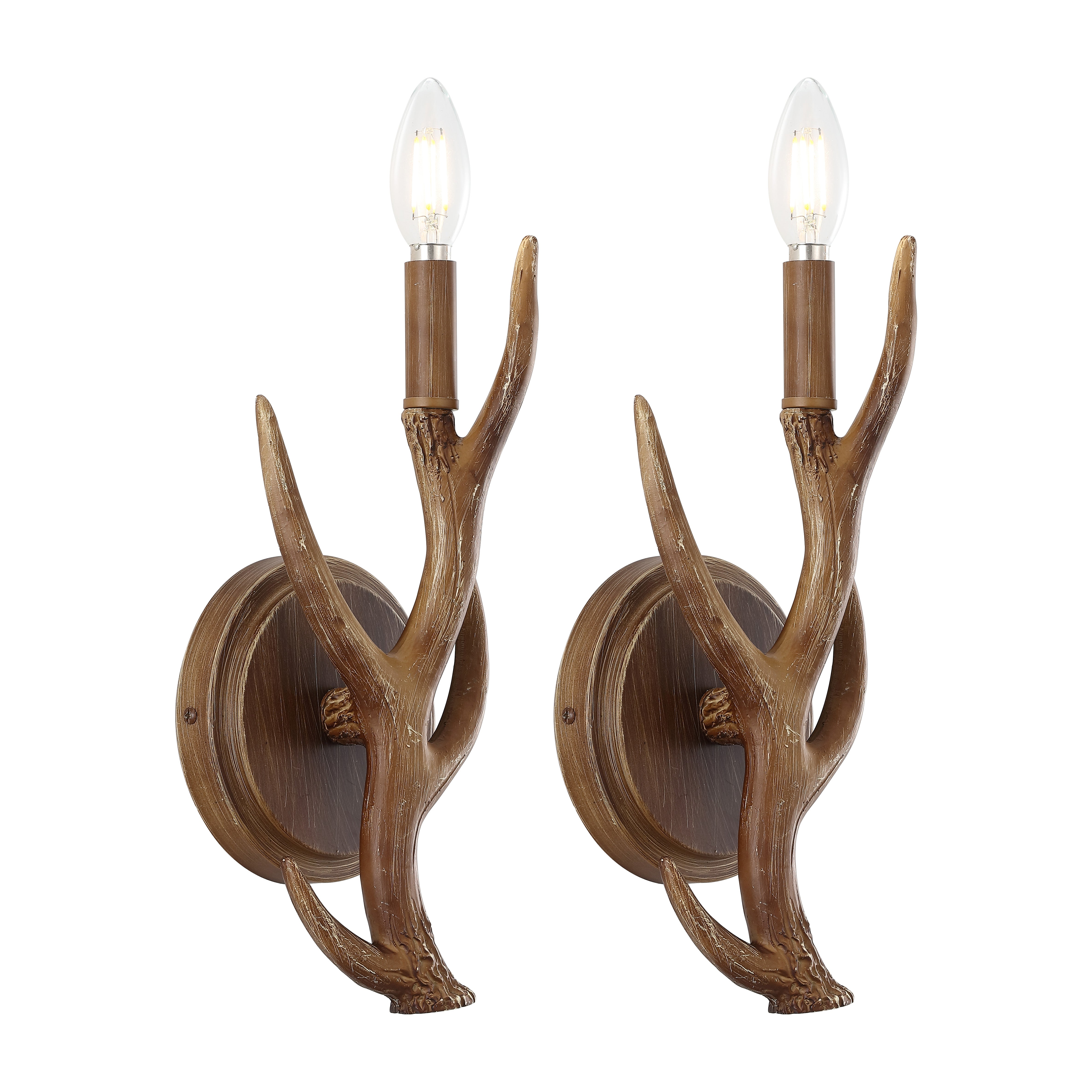 Cody 1-Light Southwestern Bohemian Resin/Iron Faux Antler LED Sconce