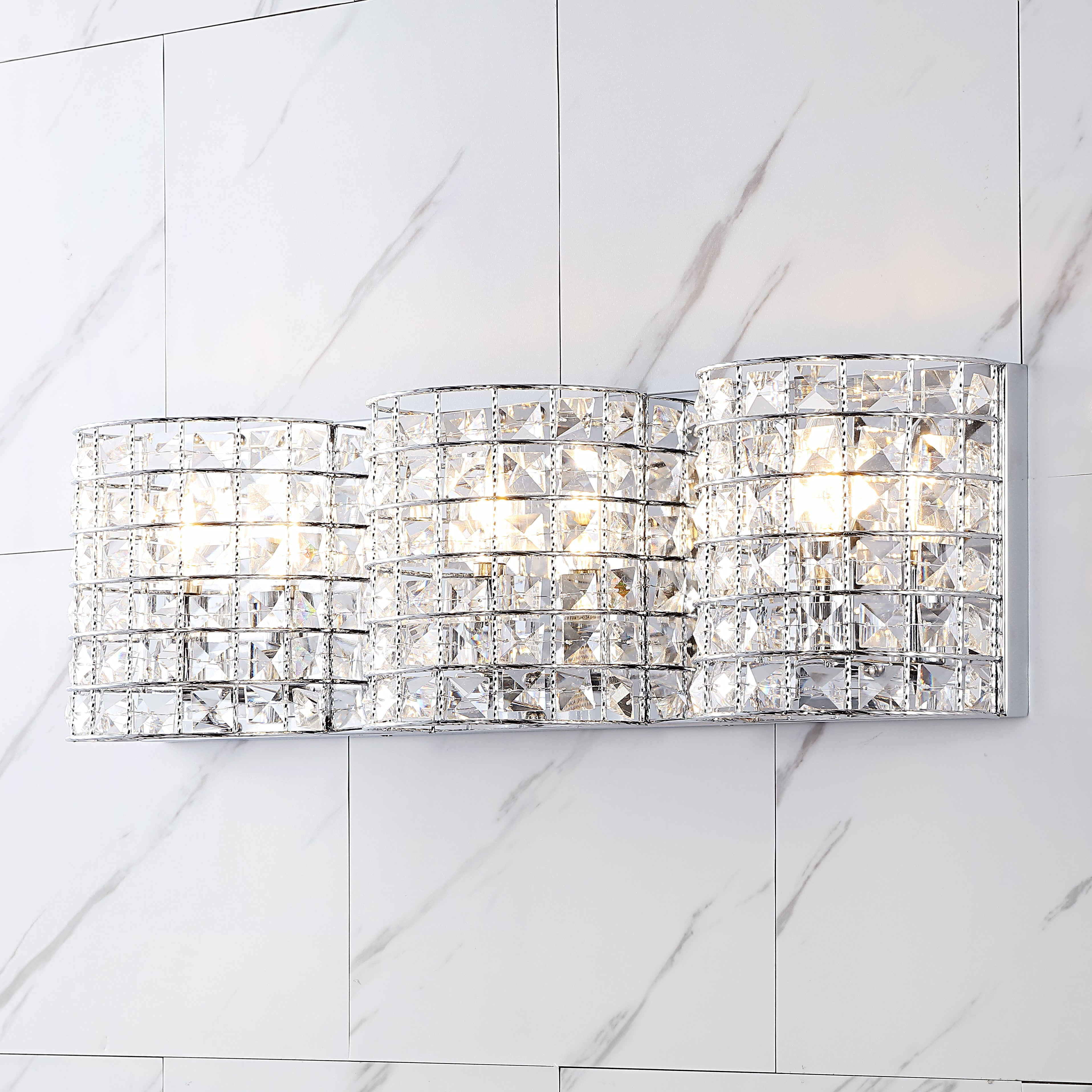 Clara 3-Light Metal/Crystal Classic Glam LED Vanity Light