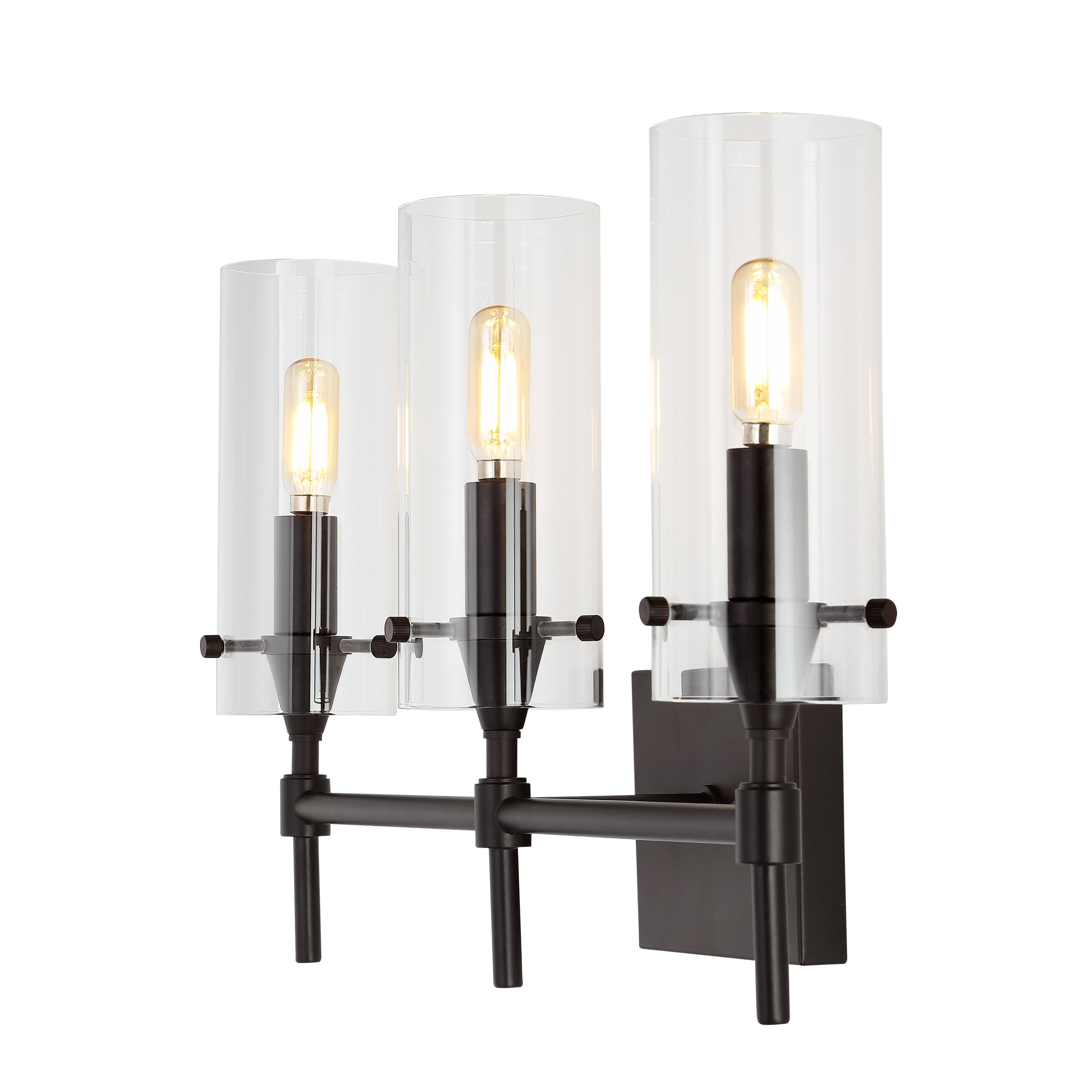 Cato 3-Light Modern Farmhouse Iron/Glass LED Vanity