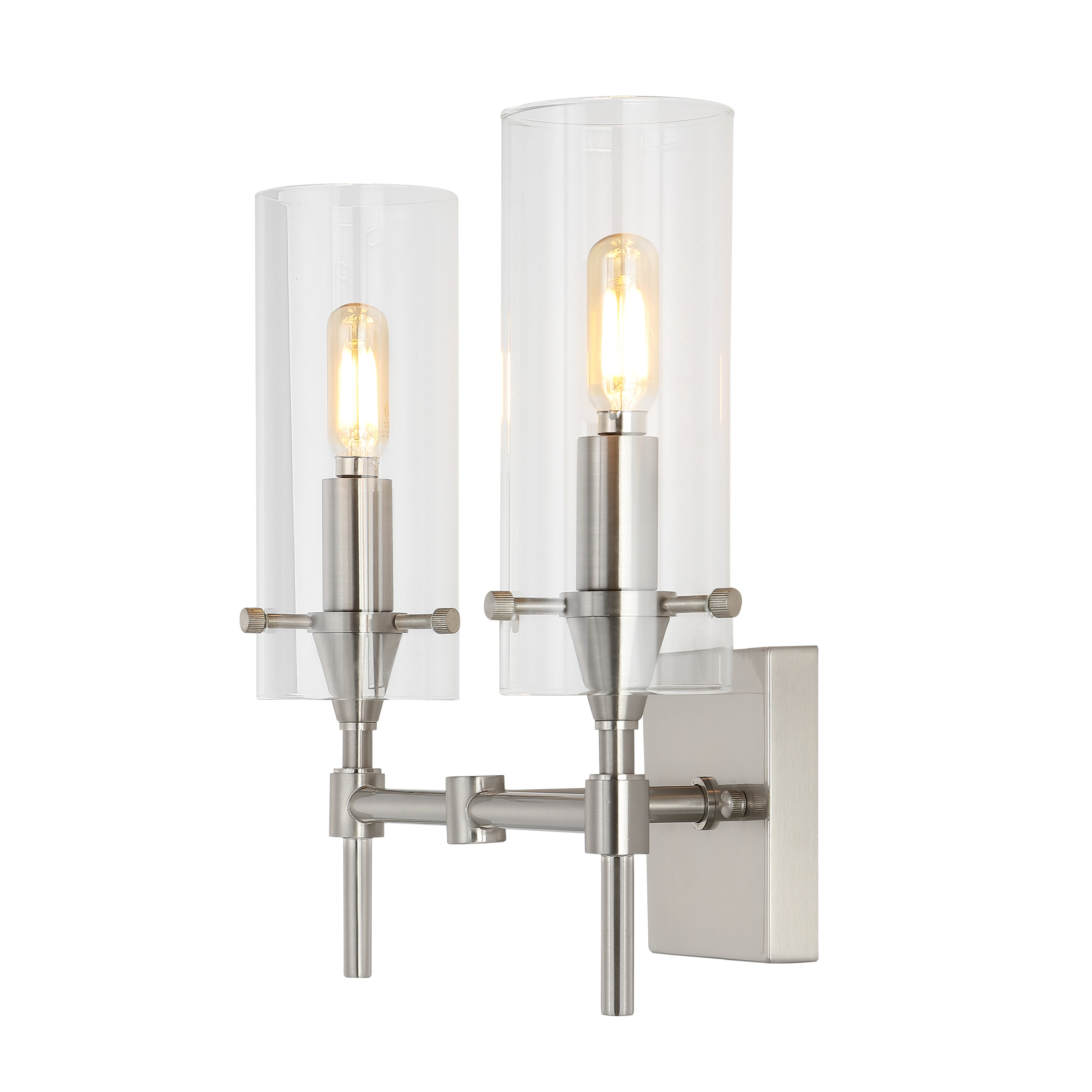 Cato 2-Light Modern Farmhouse Iron/Glass LED Vanity