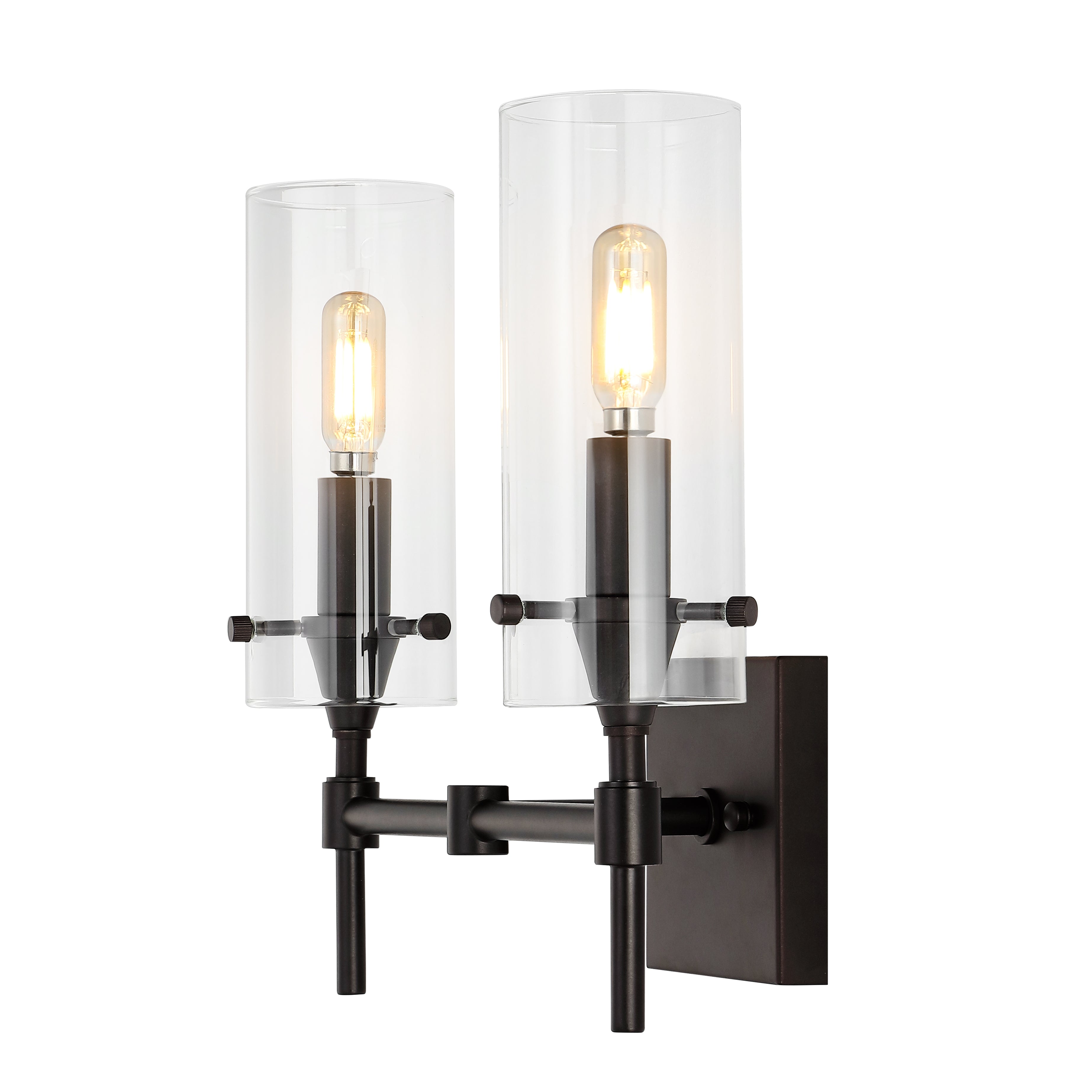 Cato 2-Light Bohemian Farmhouse Iron/Glass LED Vanity