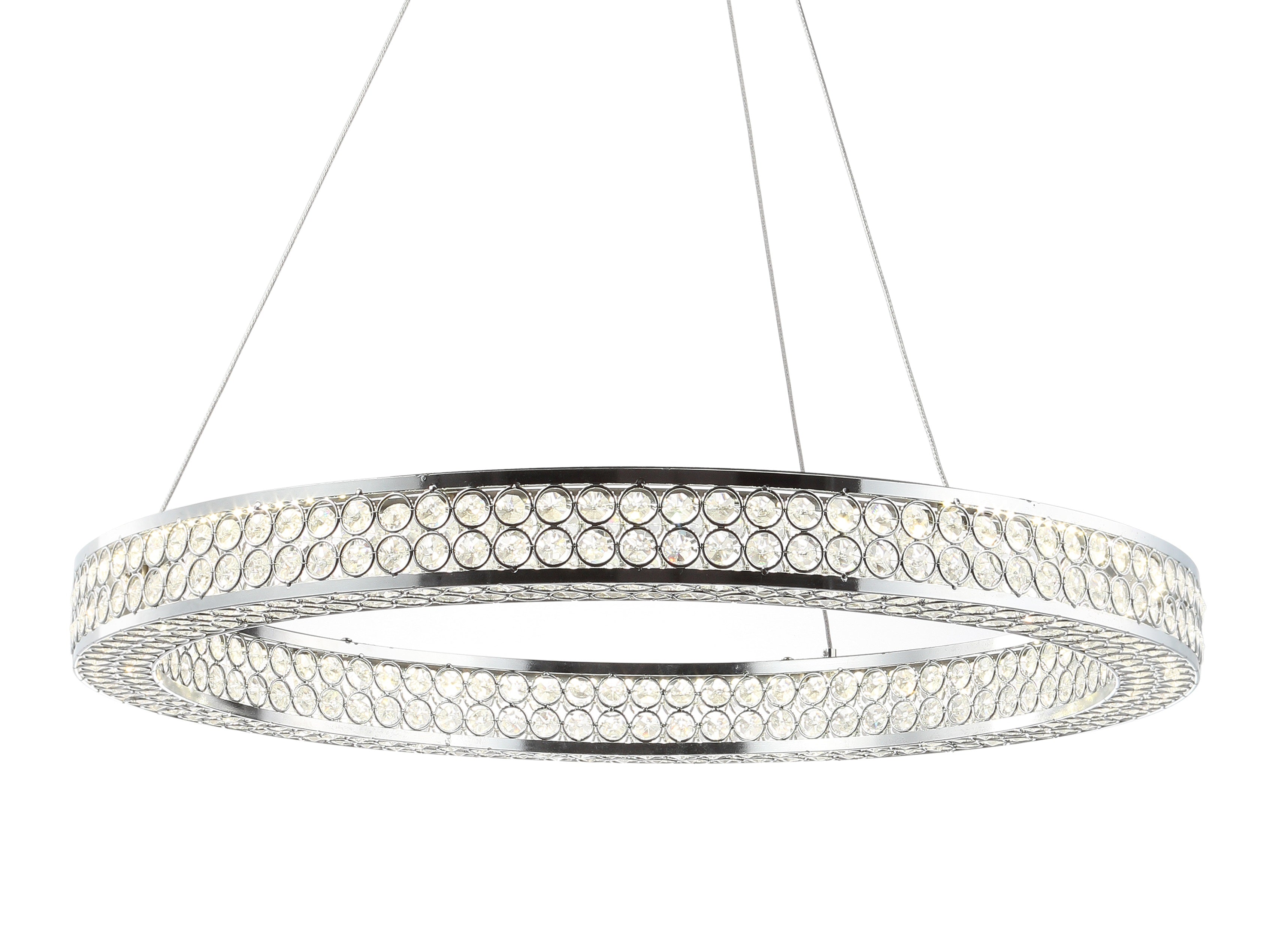 Benton Round Integrated LED Crystal/Metal Pendant