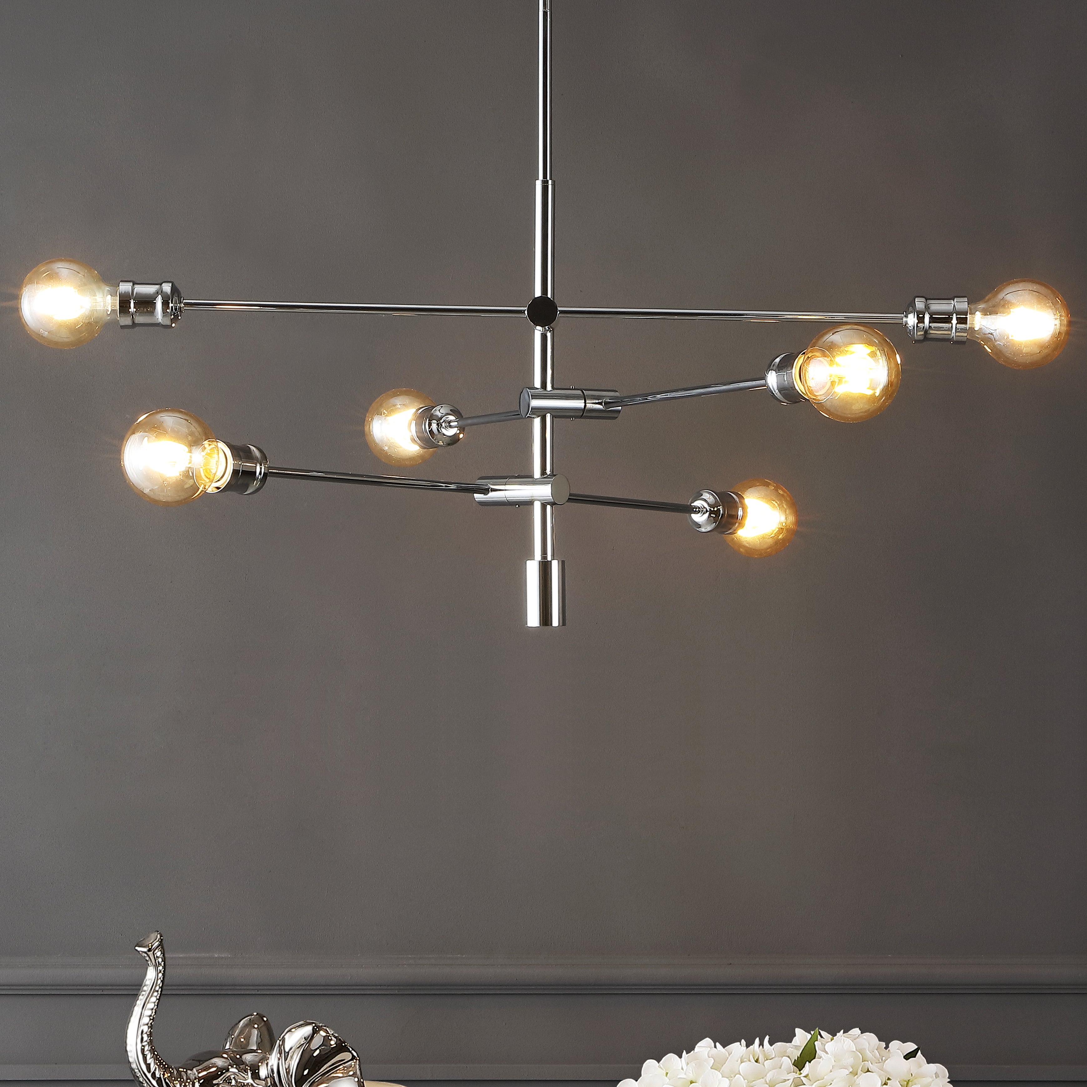 Atlas 6-Light Modern Vintage Iron Arm-Adjustable LED Pendant