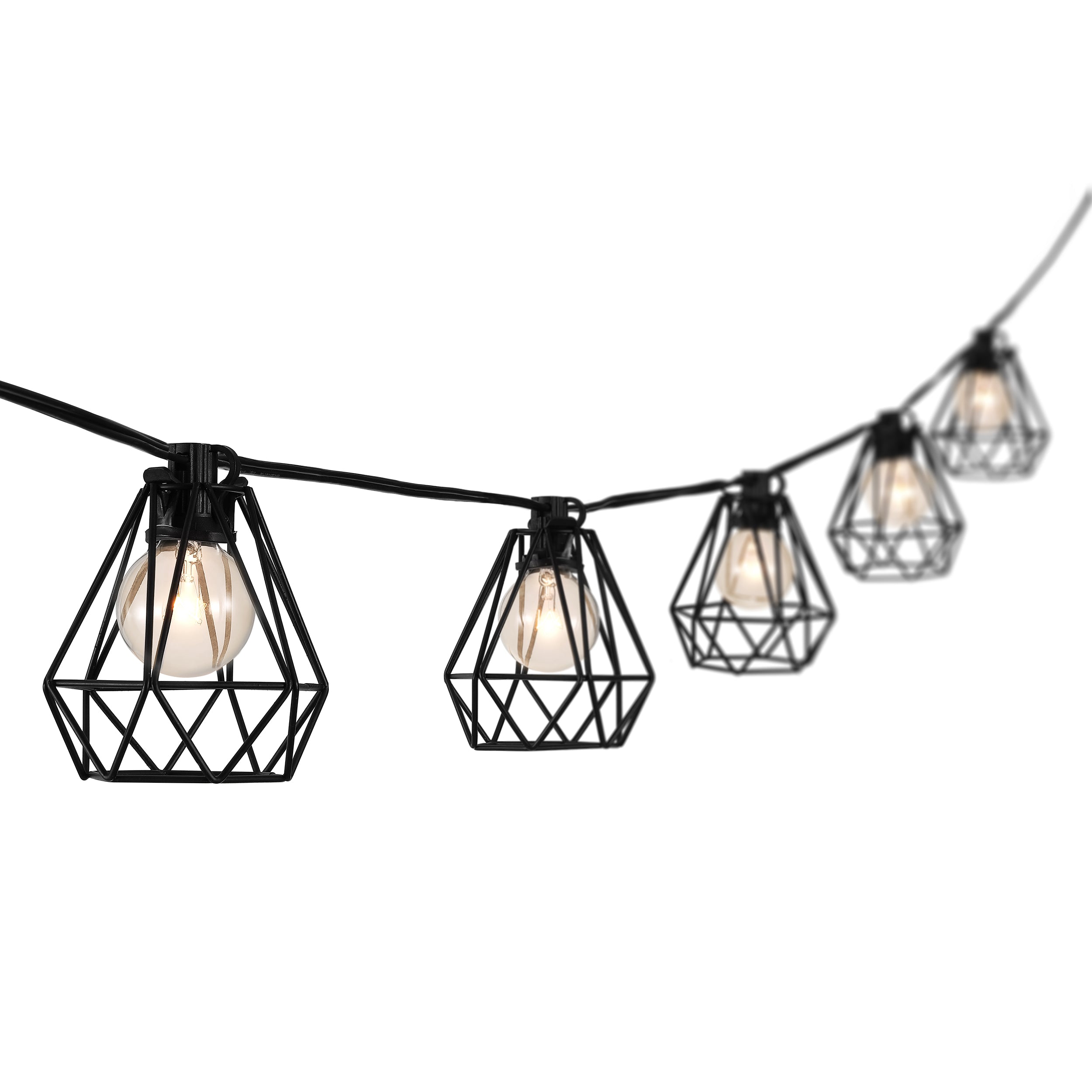 10-Light Indoor/Outdoor Contemporary Transitional Incandescent G40 Diamond Cage String LightS