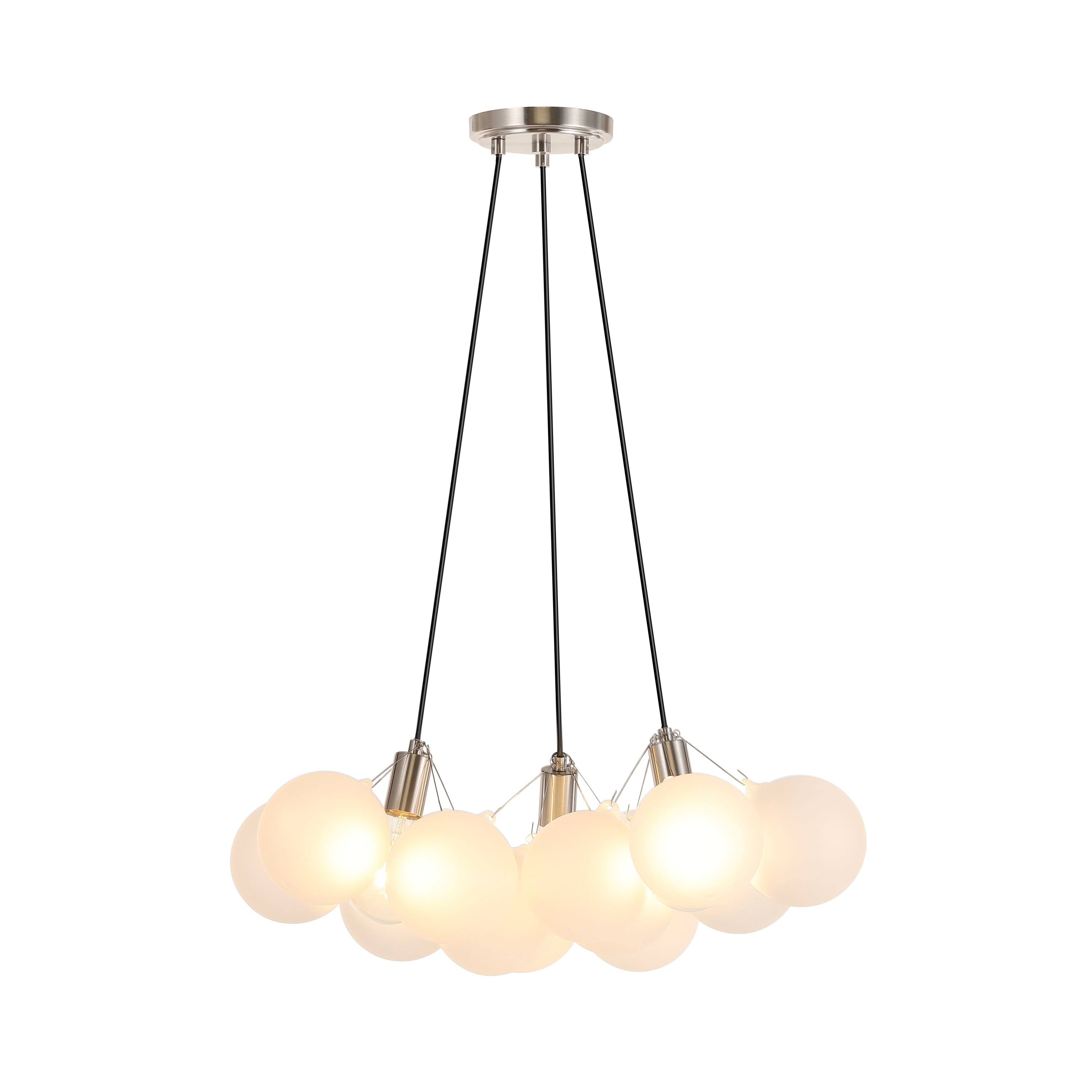 Aubrey 3-Light Mid-Century Glam Frosted Glass Orb LED Chandelier