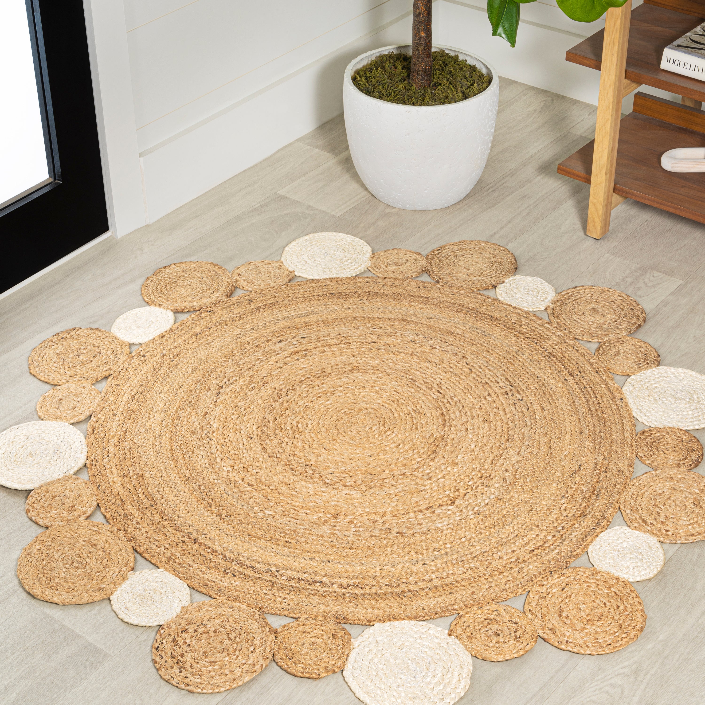 Ayana Two-Tone Jute Hippy Circle Round Area Rug