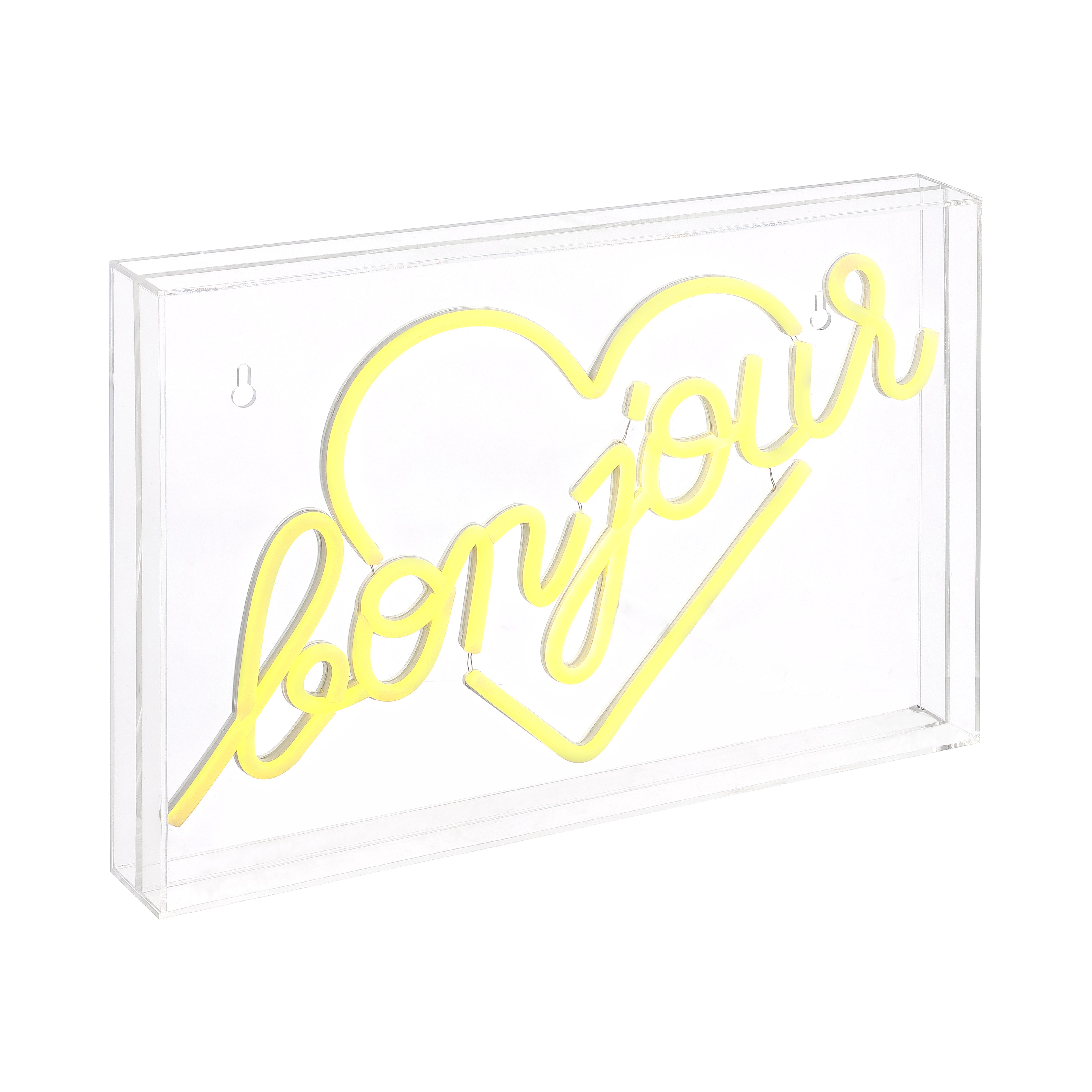 Bonjour X 10.3"" Contemporary Glam Acrylic Box USB Operated LED Neon Light