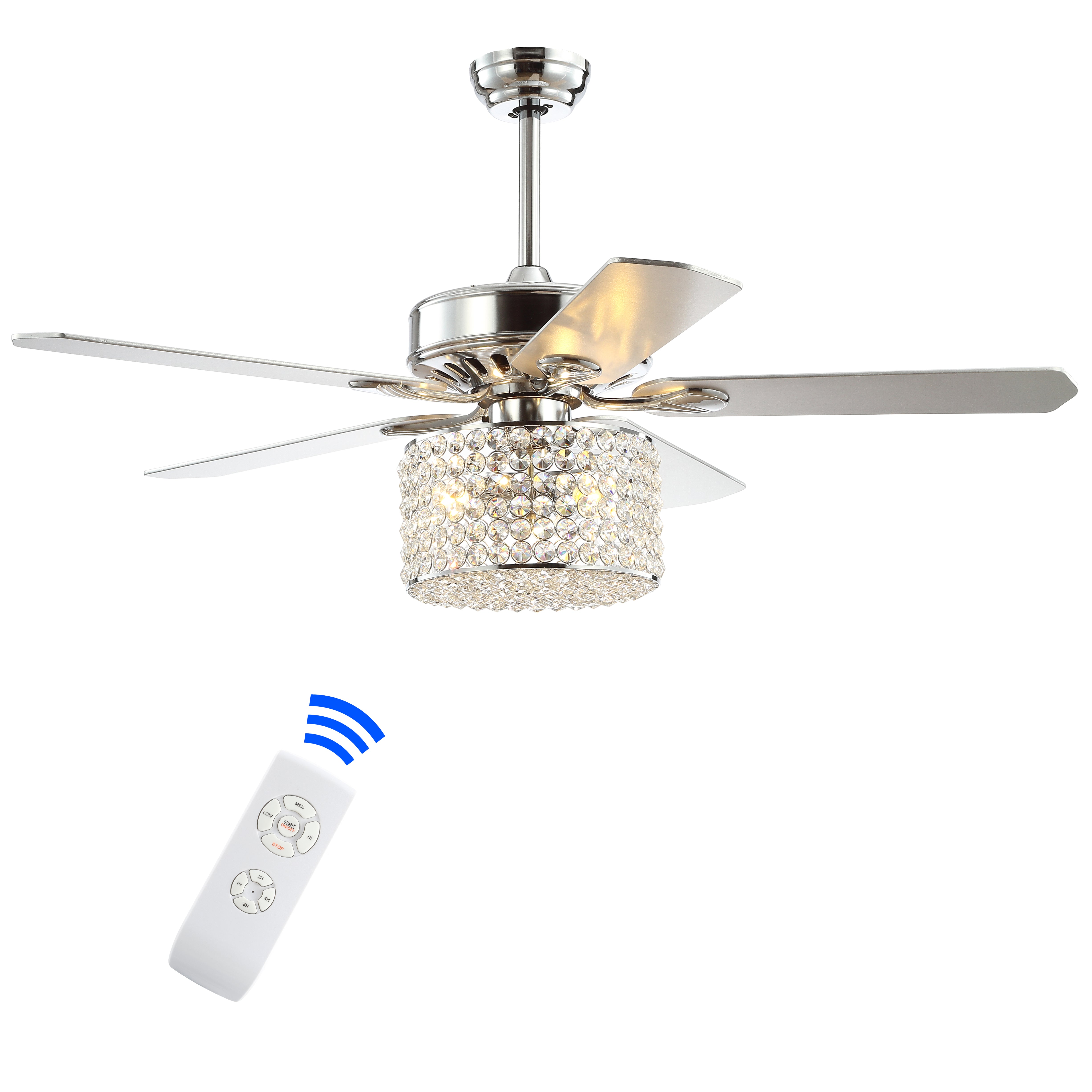 Brandy 3-Light Crystal Prism Drum LED Ceiling Fan With Remote