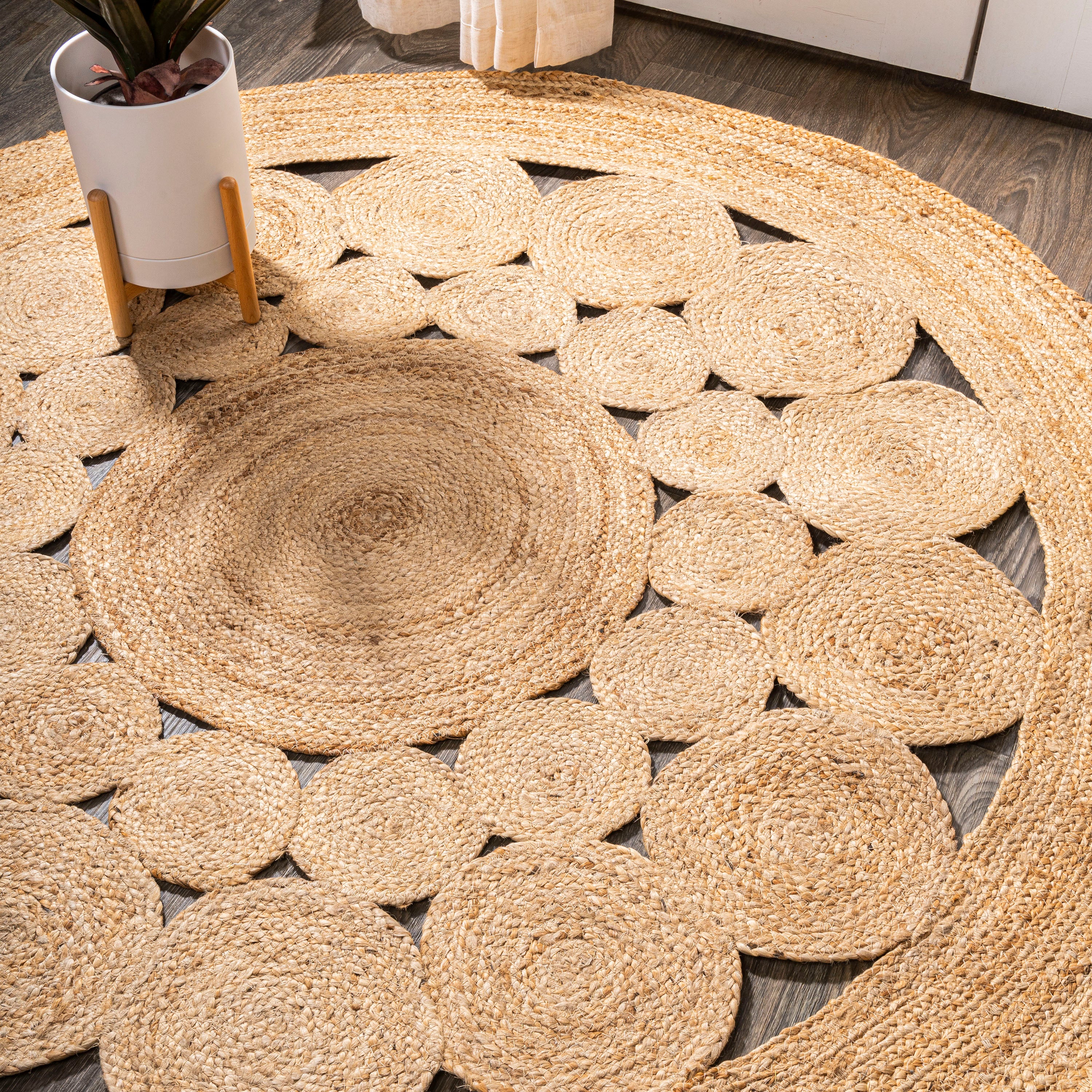 Cassia Natural Jute Boho Round Area Rug