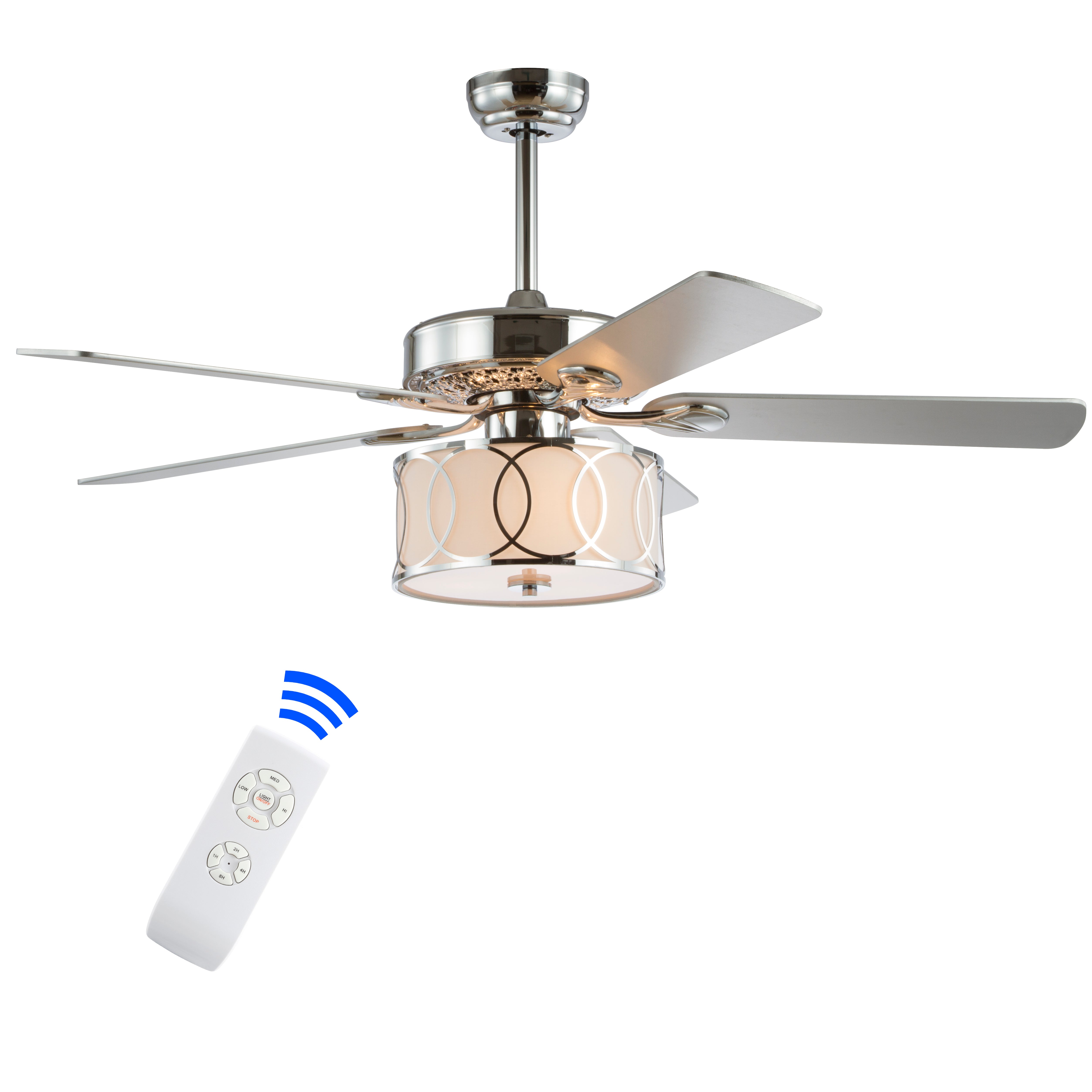 Circe 3-Light Transitional Glam Drum Shade LED Ceiling Fan With Remote