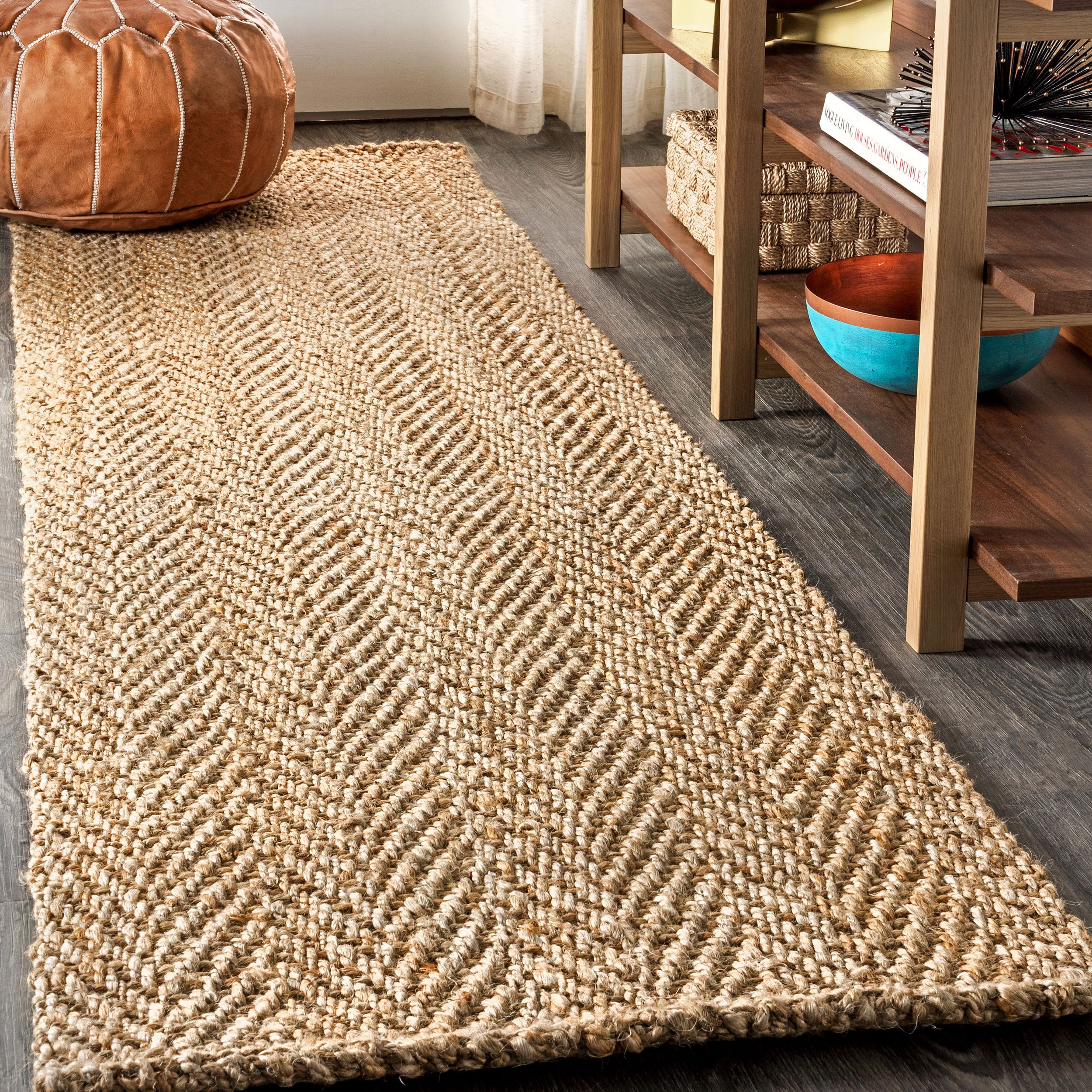 Espina Hand Woven Herringbone Chunky Jute Runner Rug