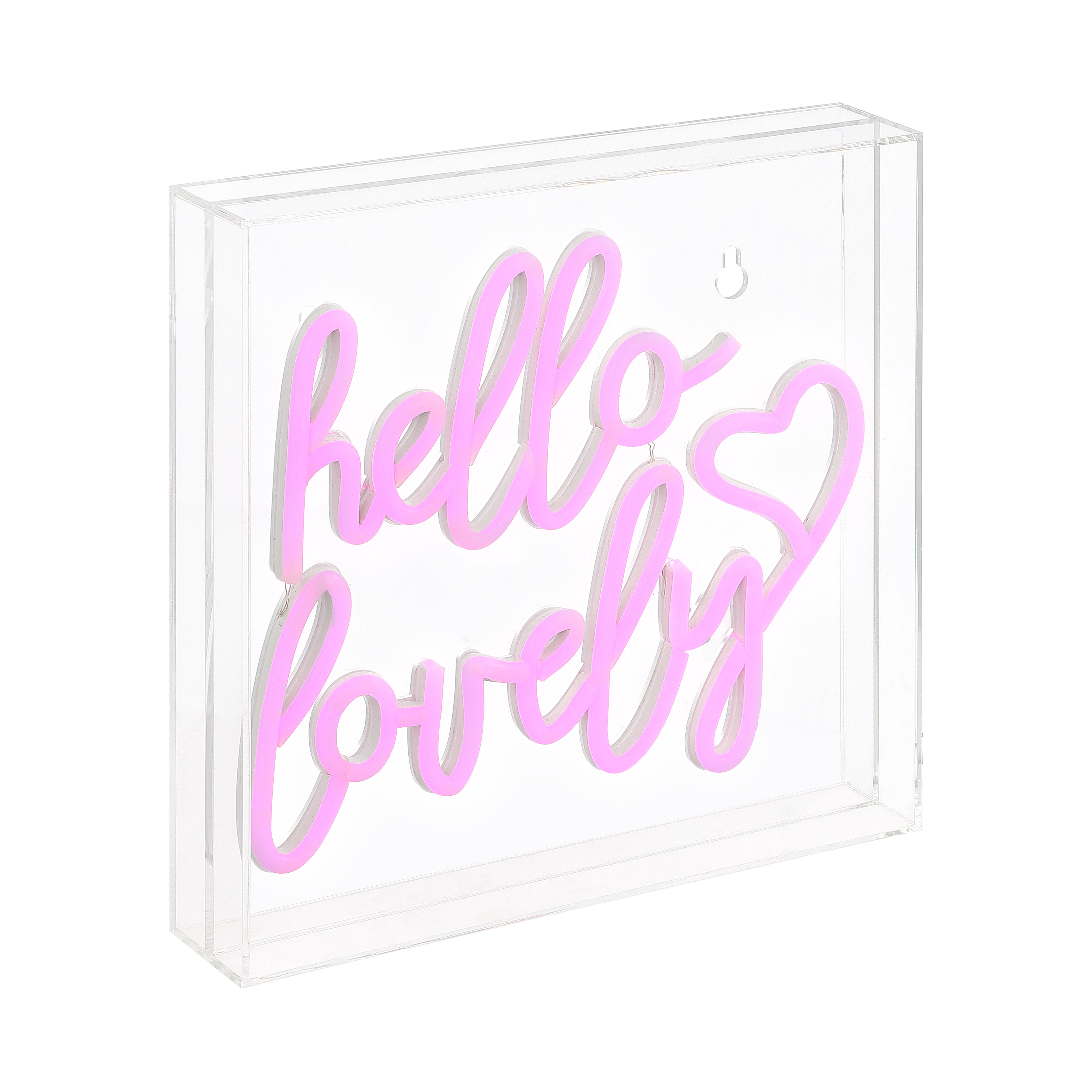 Hello Square Contemporary Glam Acrylic Box USB Operated LED Neon Light