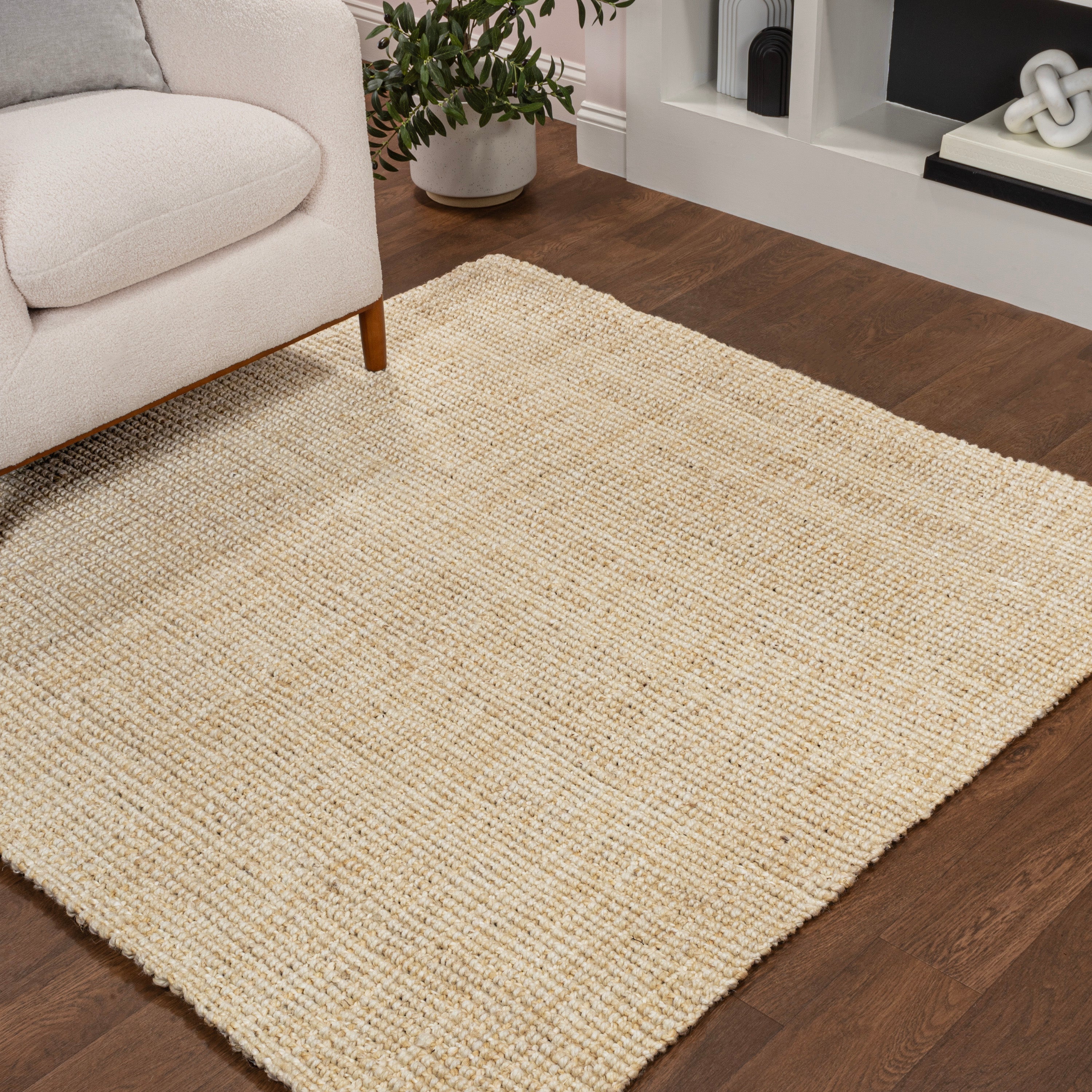 Hiro Hand Woven Chunky Jute Square Area Rug