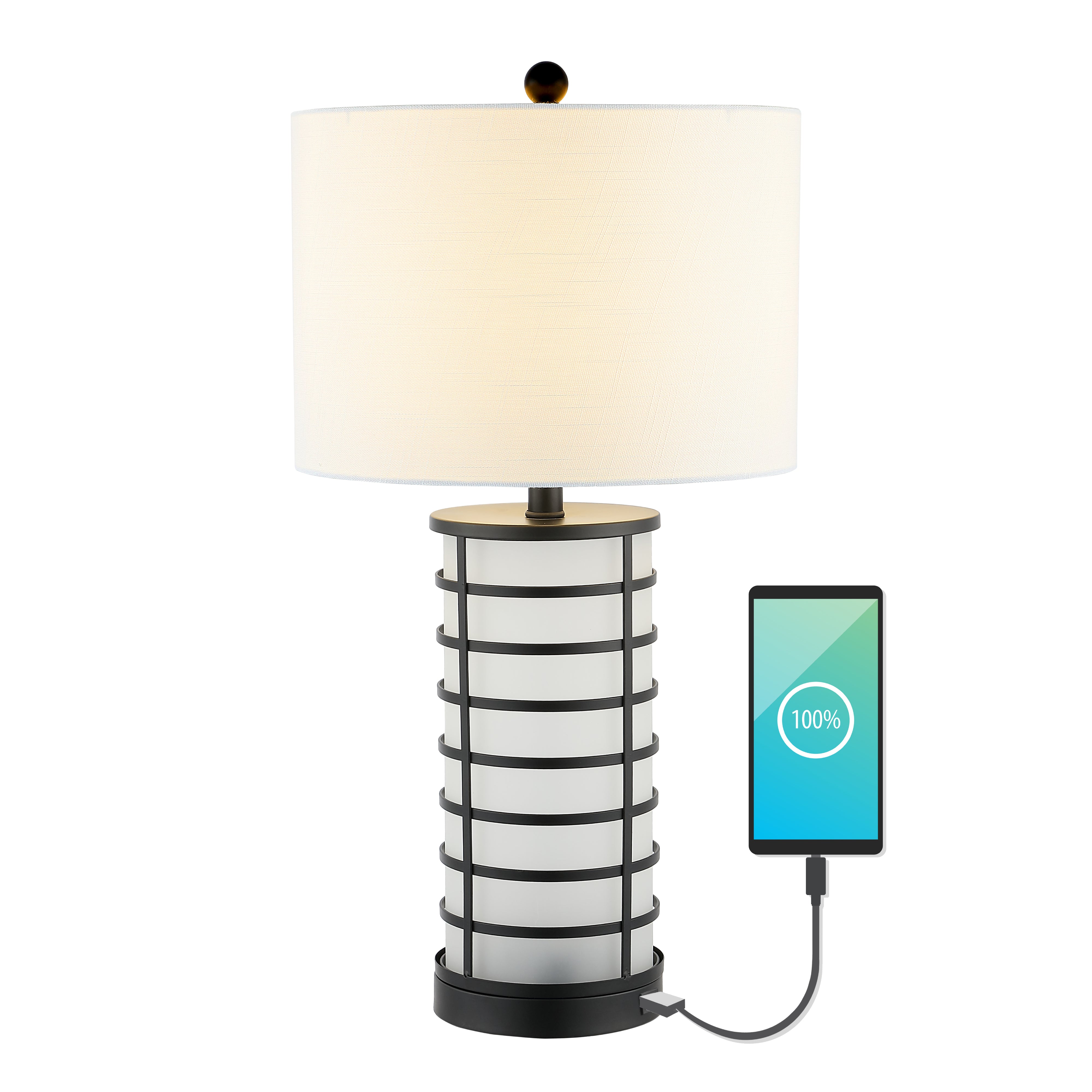 Jayce Modern Industrial Iron Nightlight LED Table Lamp with USB Charging Port