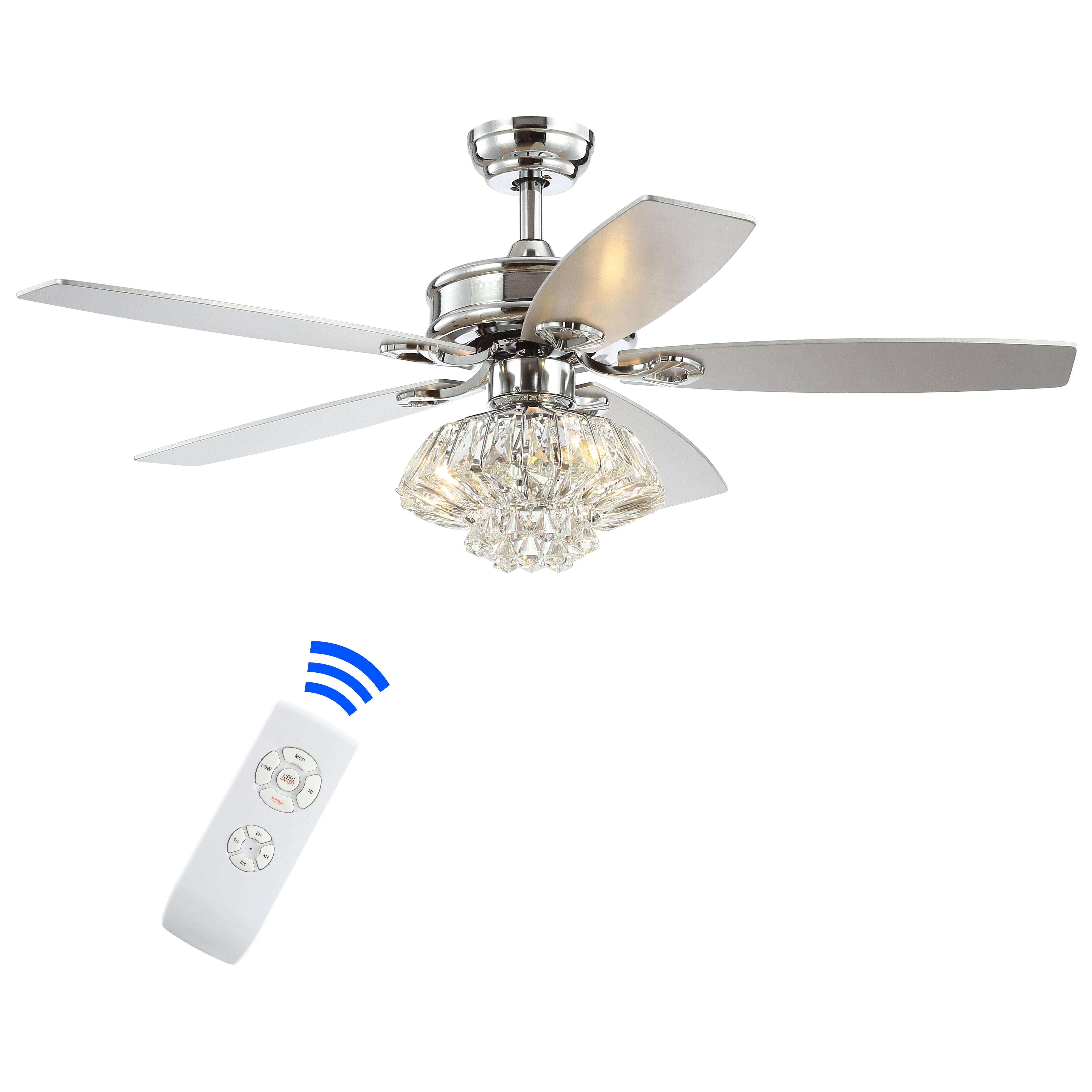 Kate 3-Light Glam Crystal Drum LED Ceiling Fan With Remote