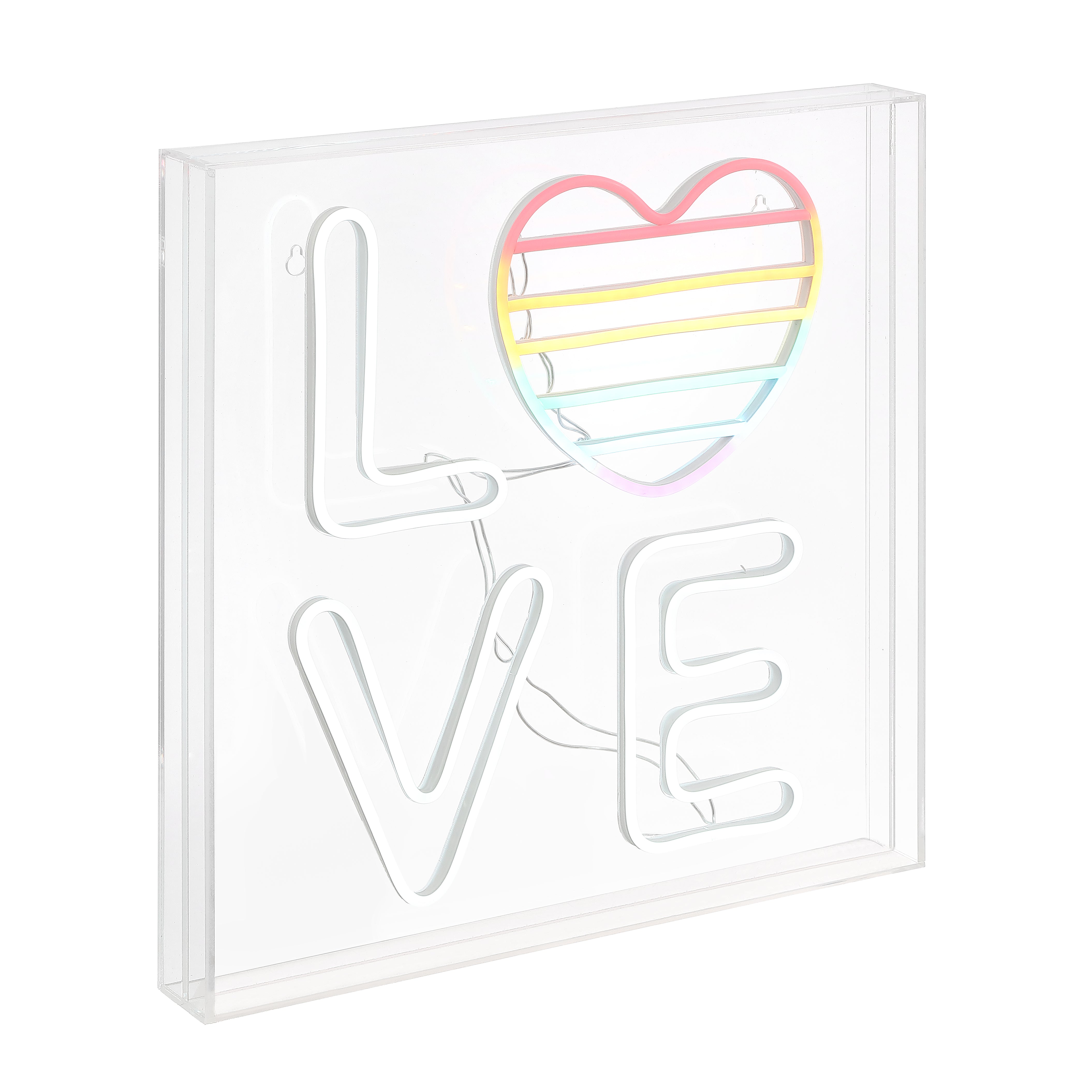 Love Square Contemporary Glam Acrylic Box USB Operated LED Neon Light