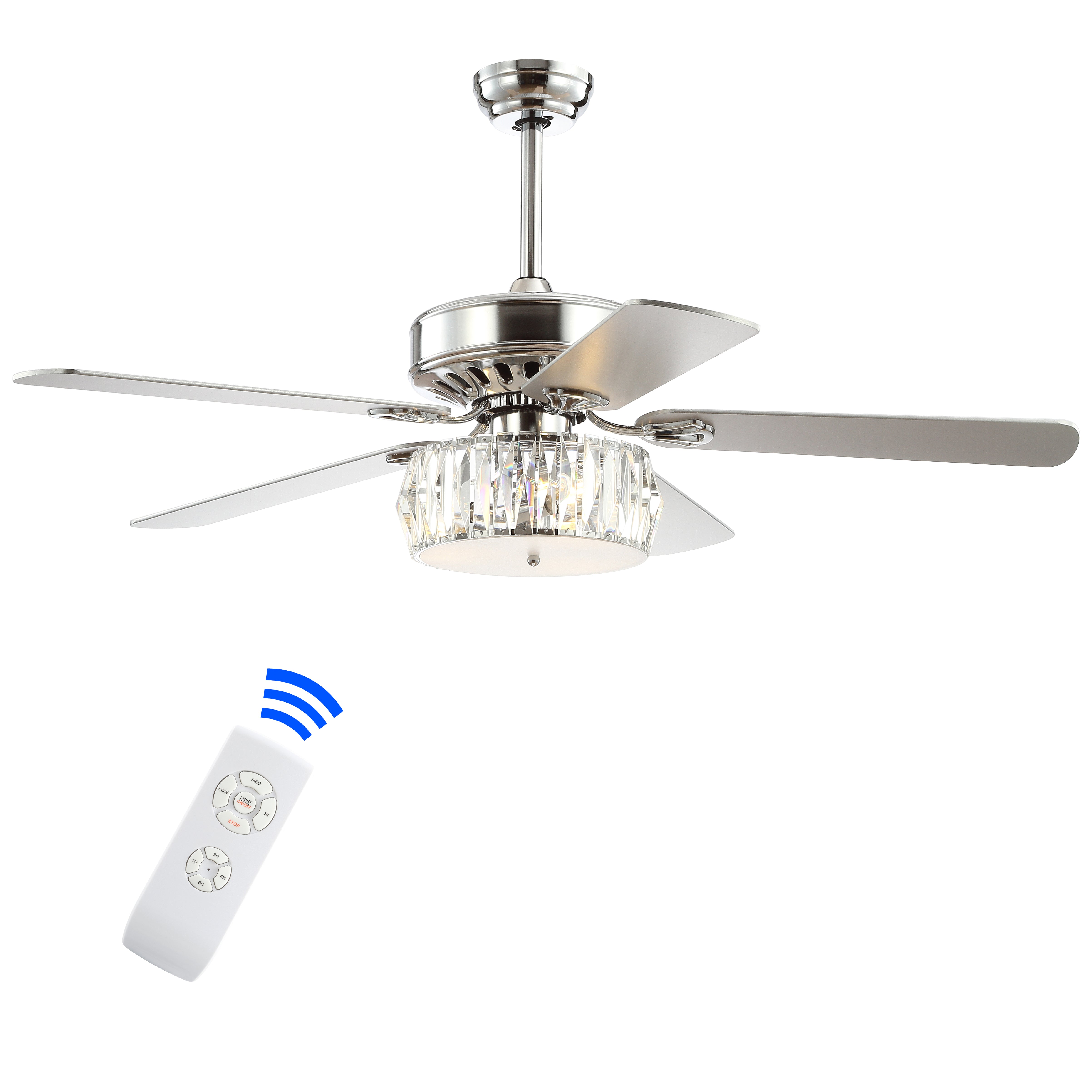 Mandy 3-Light Crystal Prism Drum LED Ceiling Fan With Remote