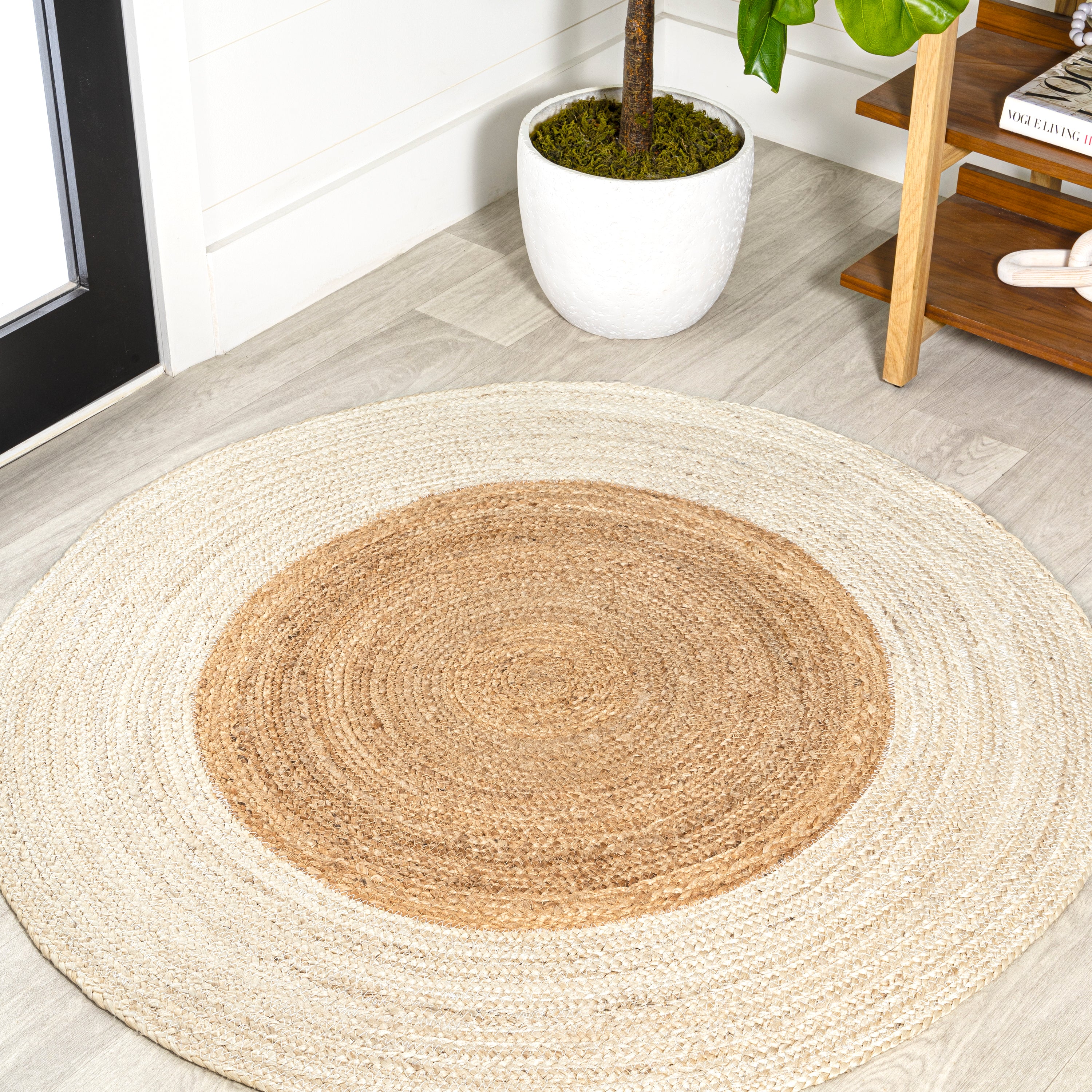 Oceana Two-Tone Boho Jute Circle Round Area Rug