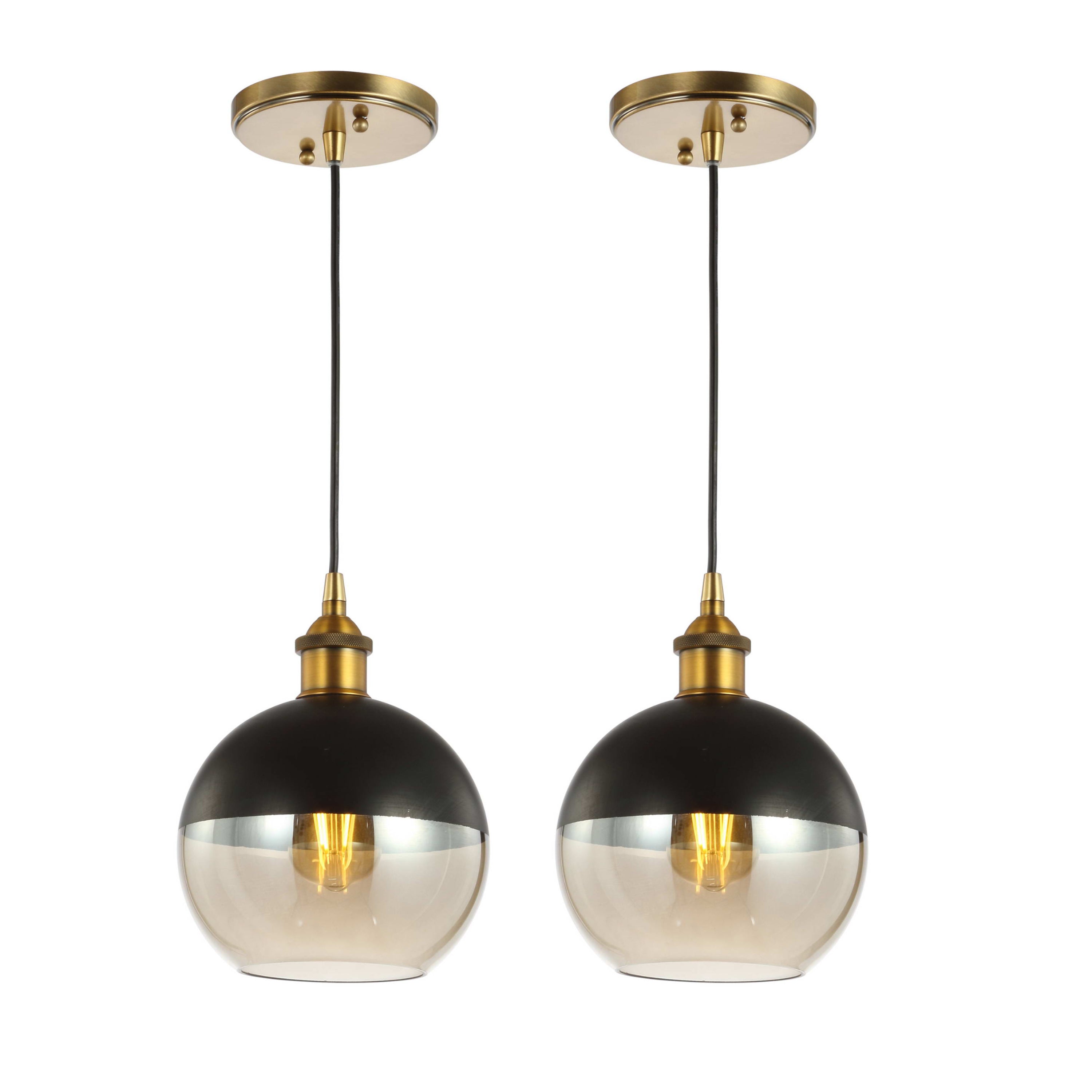 Nixon 1-Light Mid-Century Modern Metal/Glass Adjustable Drop Globe LED Pendants