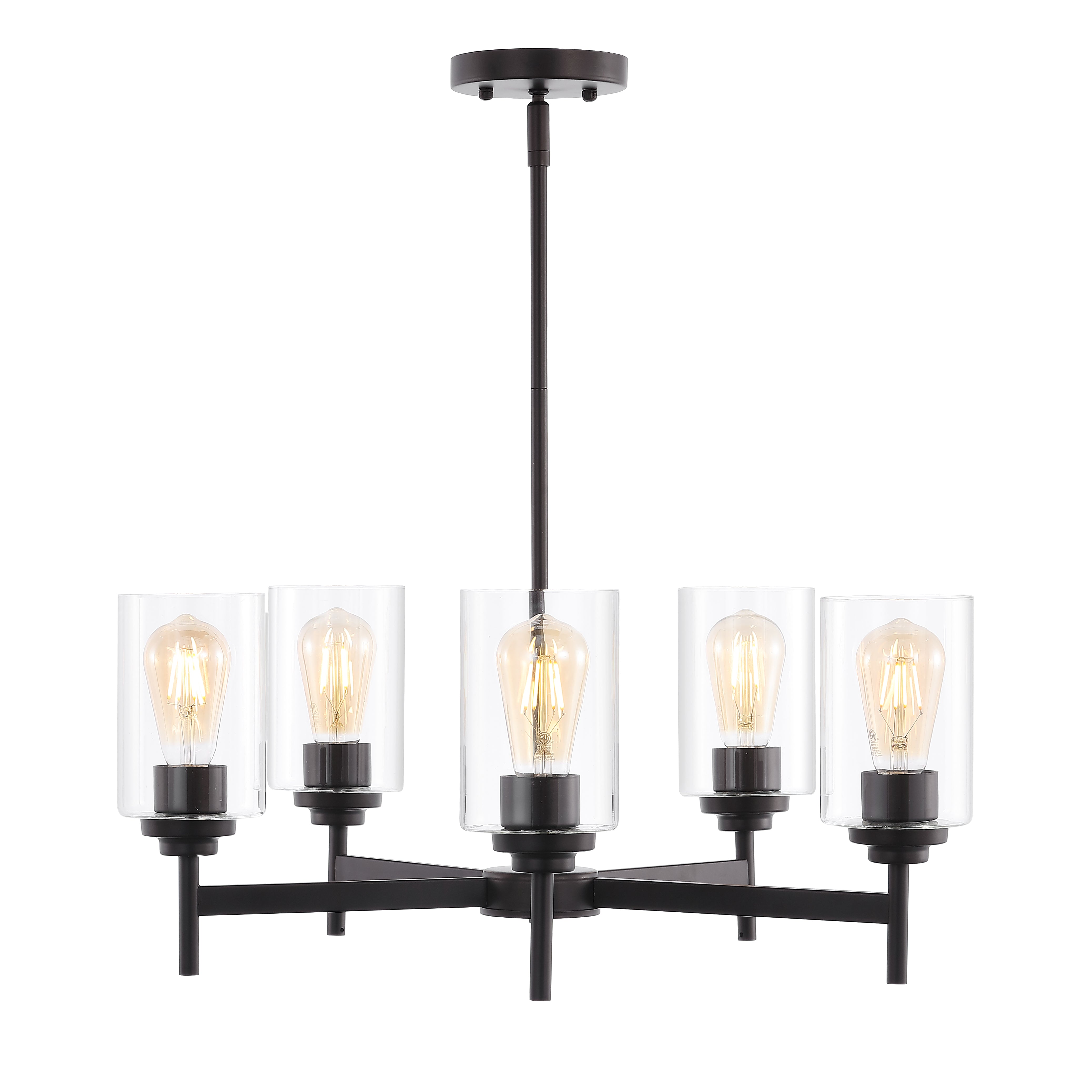 Orpheus 5-Light Farmhouse Industrial Iron Cylinder LED Chandelier