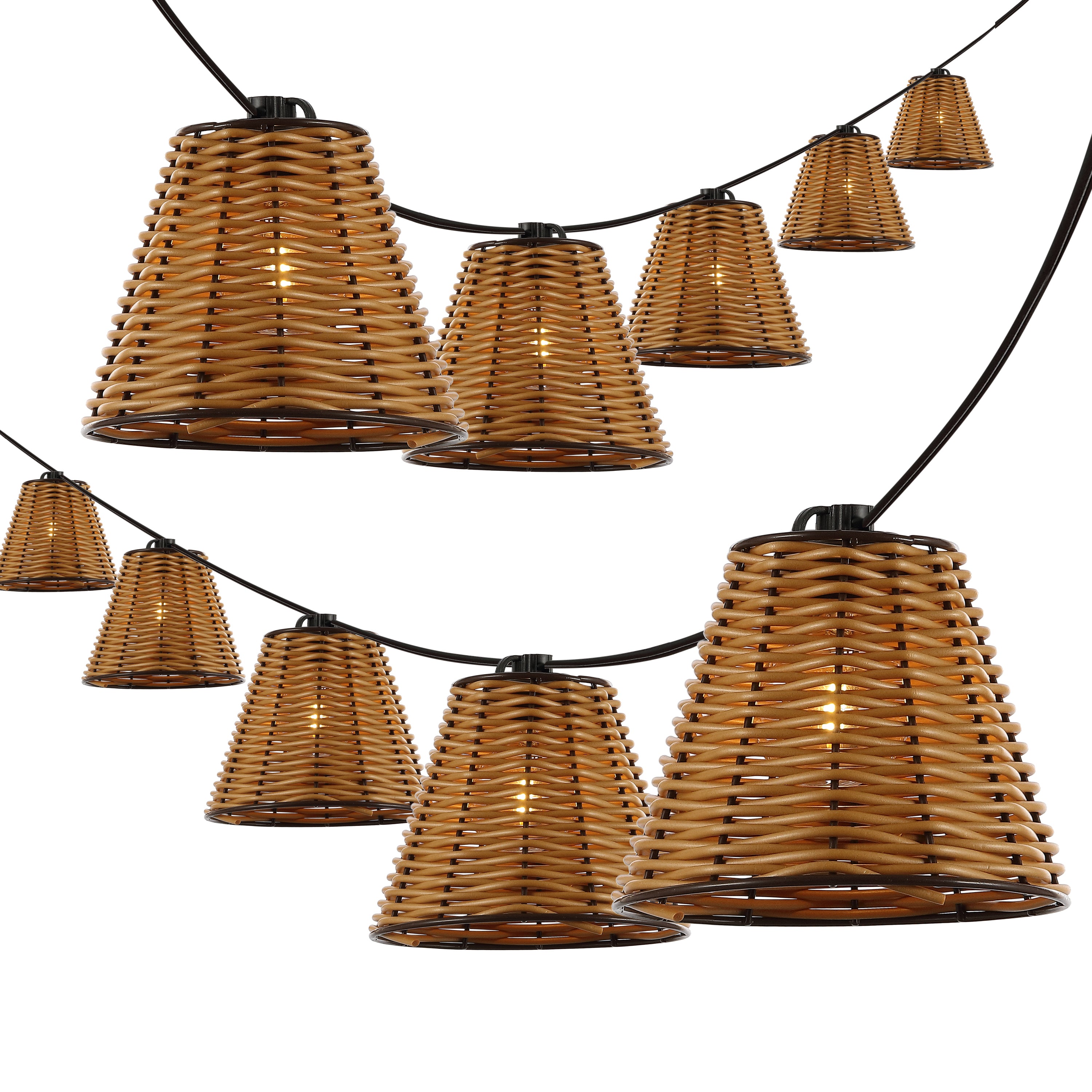 Payton 10-Light Indoor/Outdoor Classic Cottage LED G40 Faux-Rattan Shaded String Lights