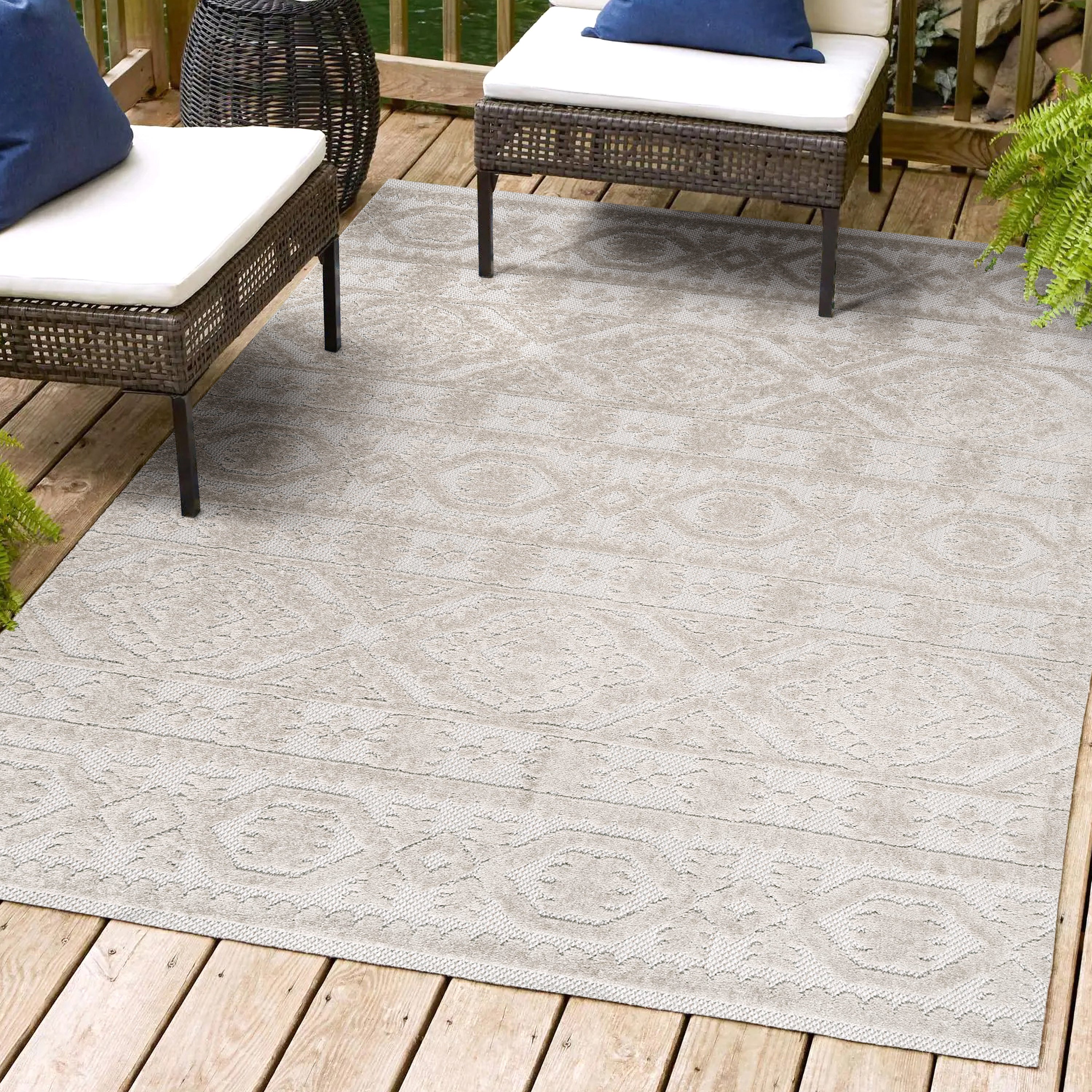 Rabat High-Low Pile Mini-Diamond Chic Indoor/Outdoor Area Rug