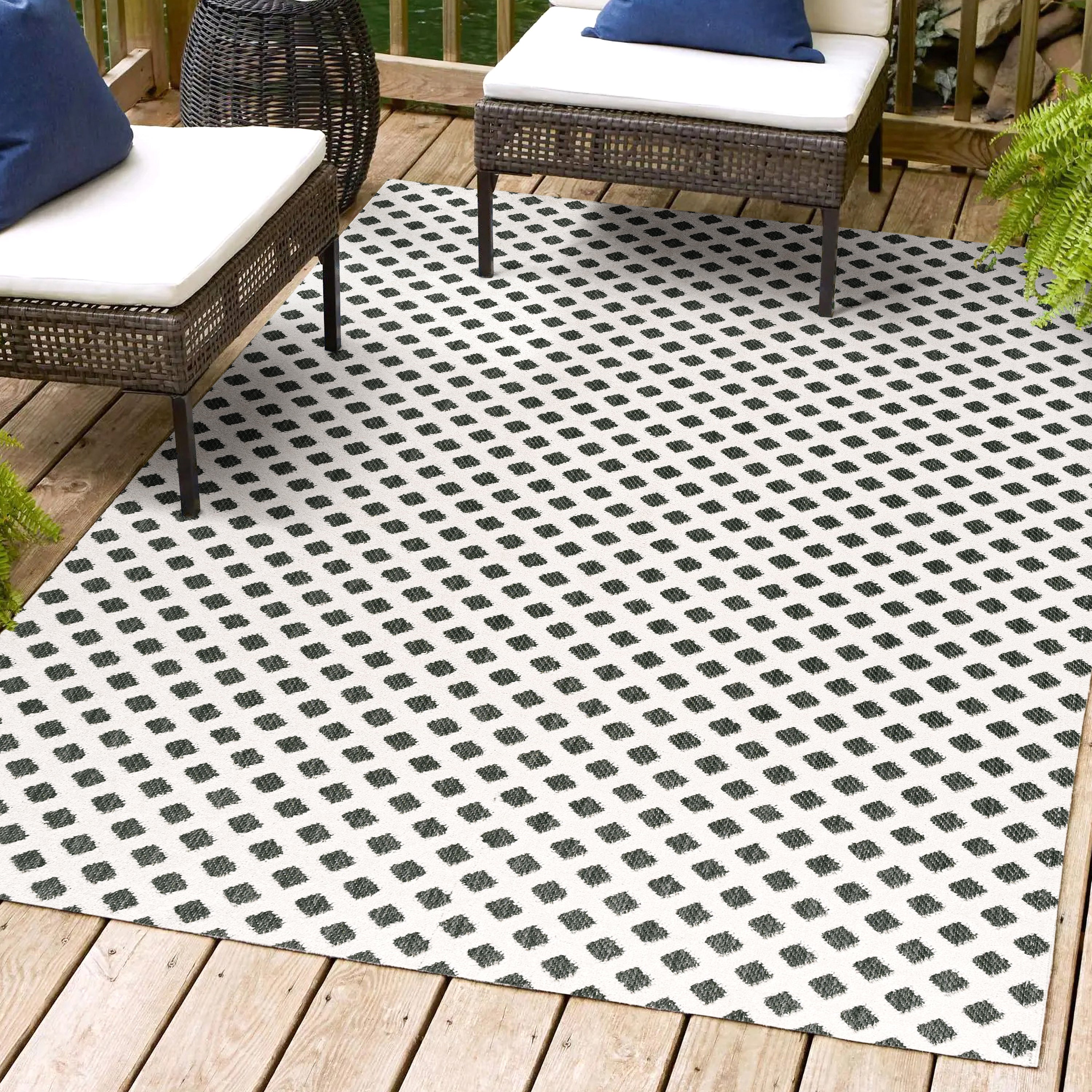 Rabat High-Low Pile Mini-Diamond Trellis Indoor/Outdoor Area Rug