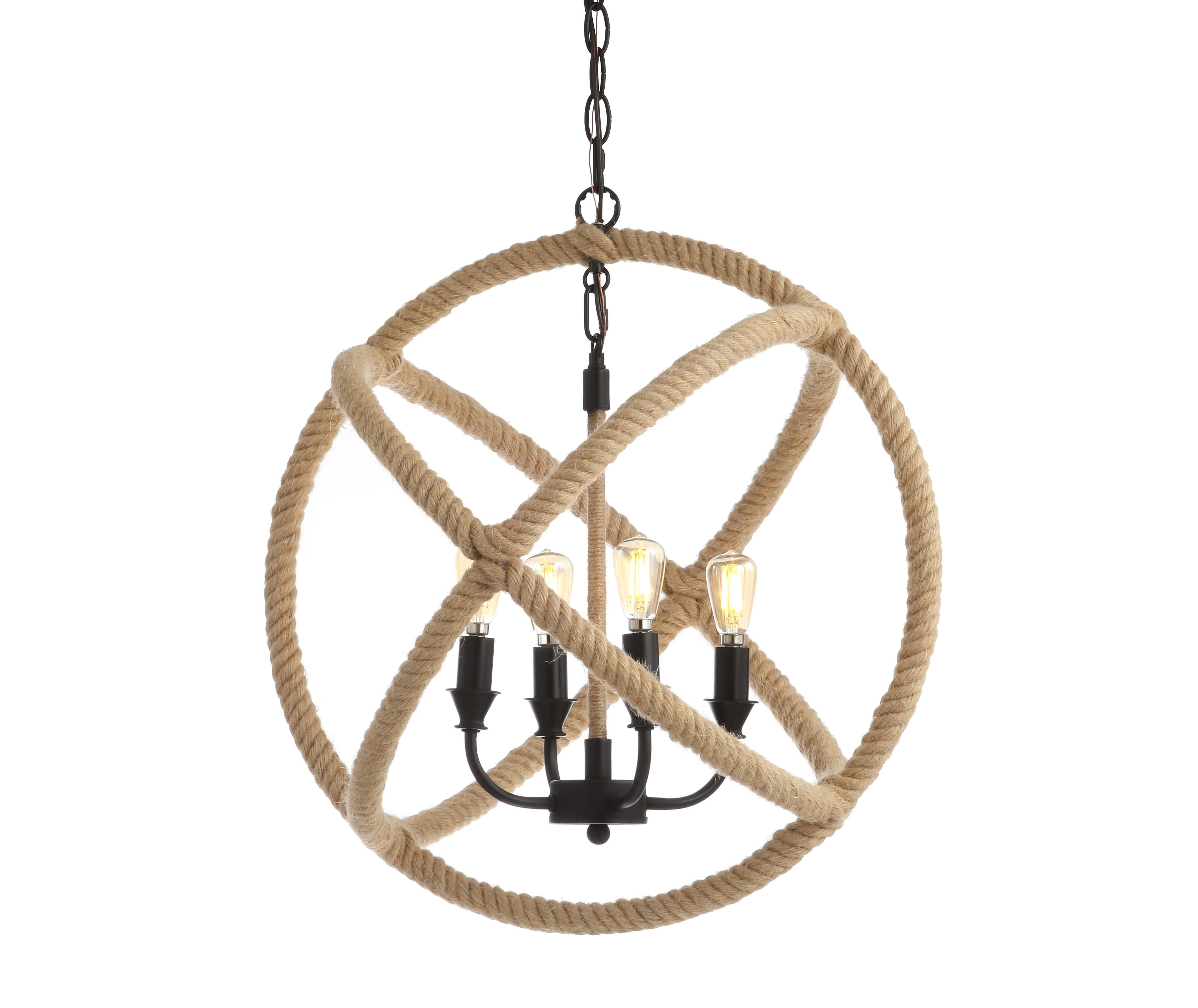 Soka Adjustable Globe Metal/Rope LED Pendant