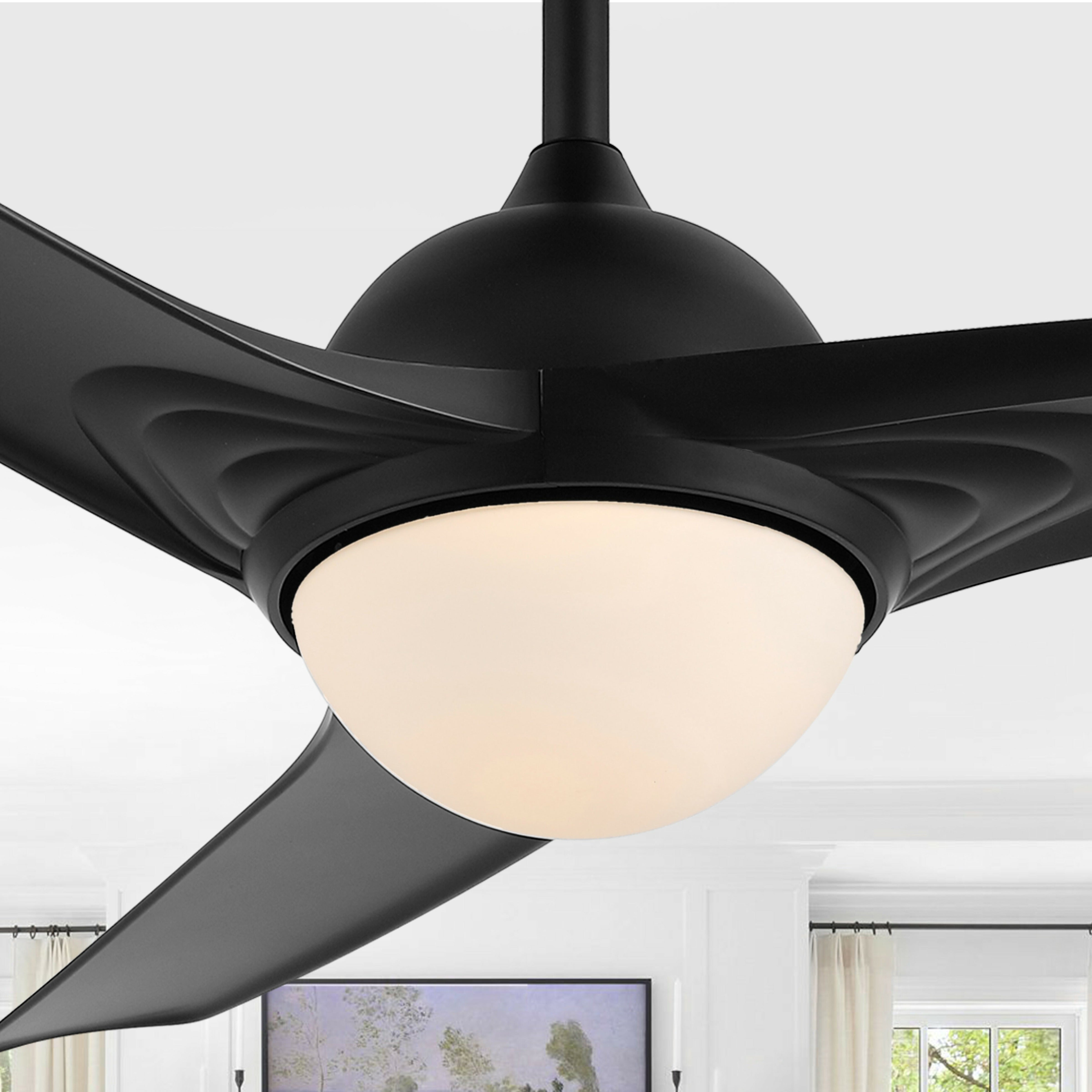 Sully 1-Light Contemporary Industrial Iron/Plastic Mobile-App/Remote-Controlled 6-Speed Propeller Integrated LED Ceiling Fan