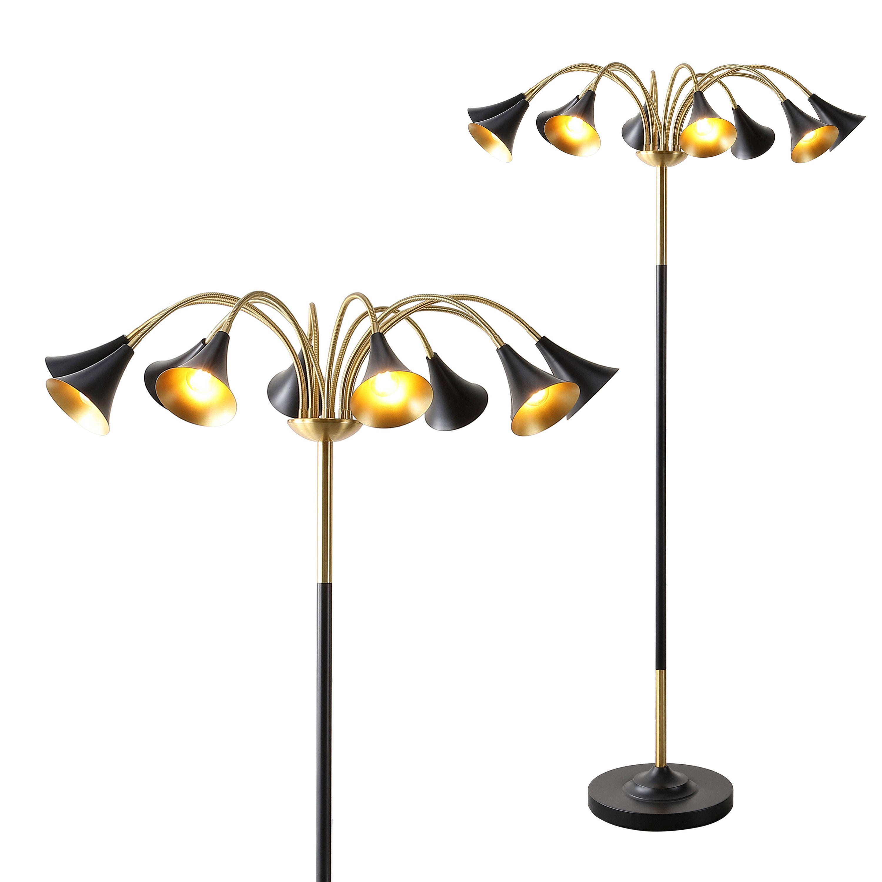 Vivian 10-Light Mid-Century Modern Iron Medusa Multi Head LED Floor Lamp