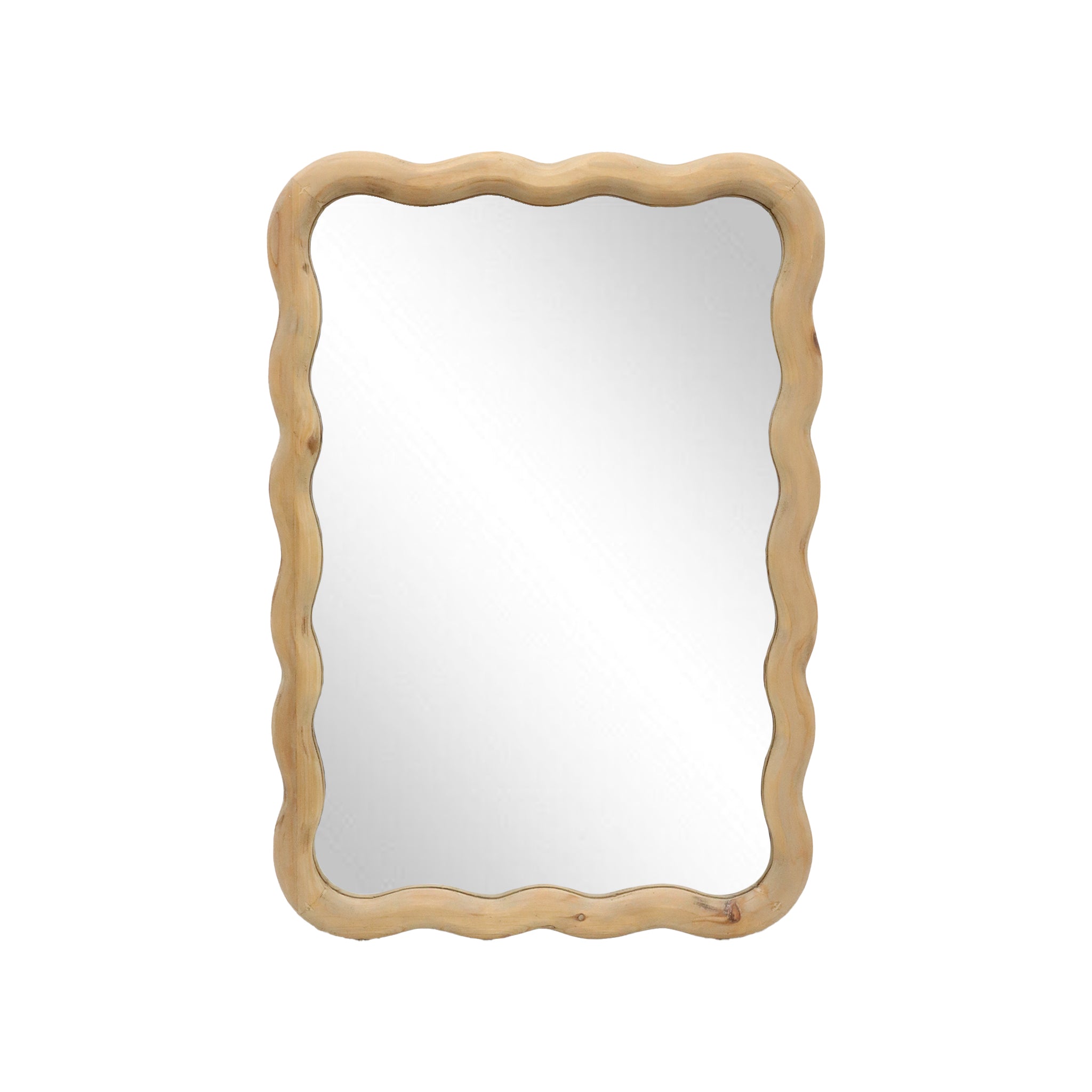 Boho Wavy Mirror, Wood Decorative Wall Mirror