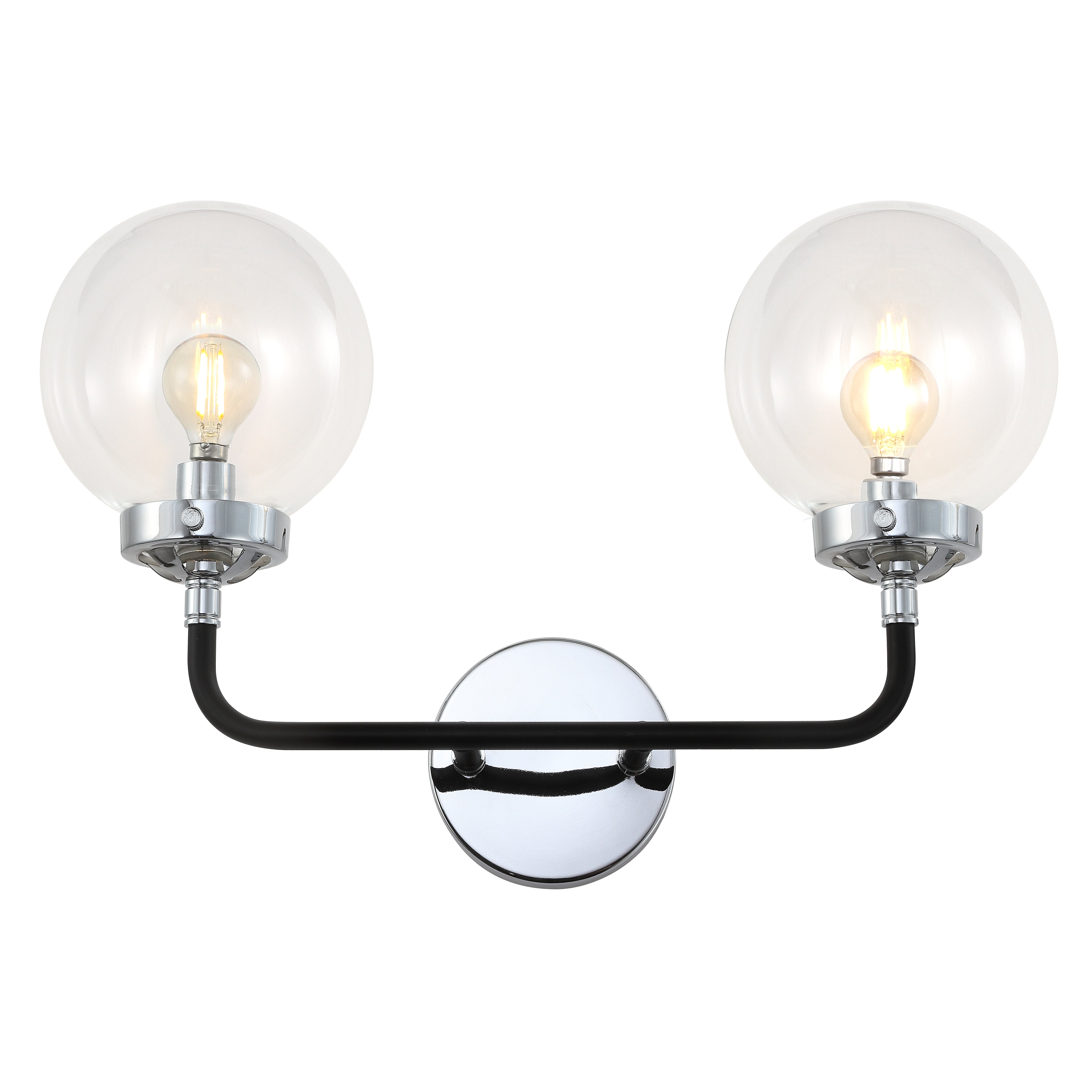 Caleb 2-Light Contemporary Transitional Iron/Glass LED Vanity Light