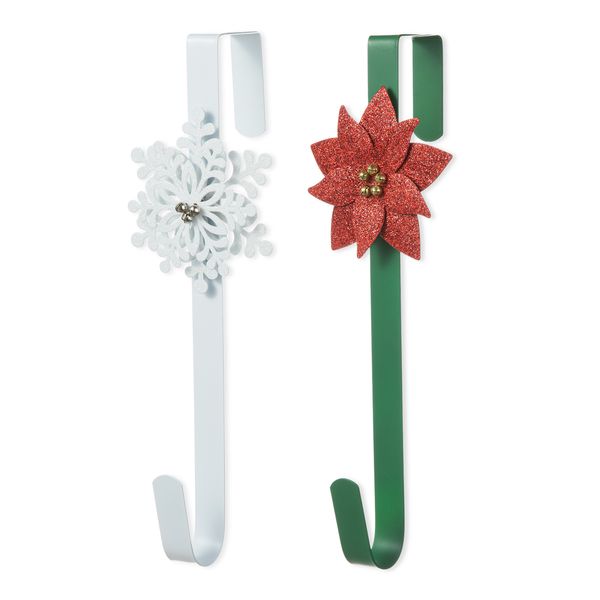 14-inch Christmas Wreath Hangers for Front Door, Metal Door Hangers with Snowflake & Poins