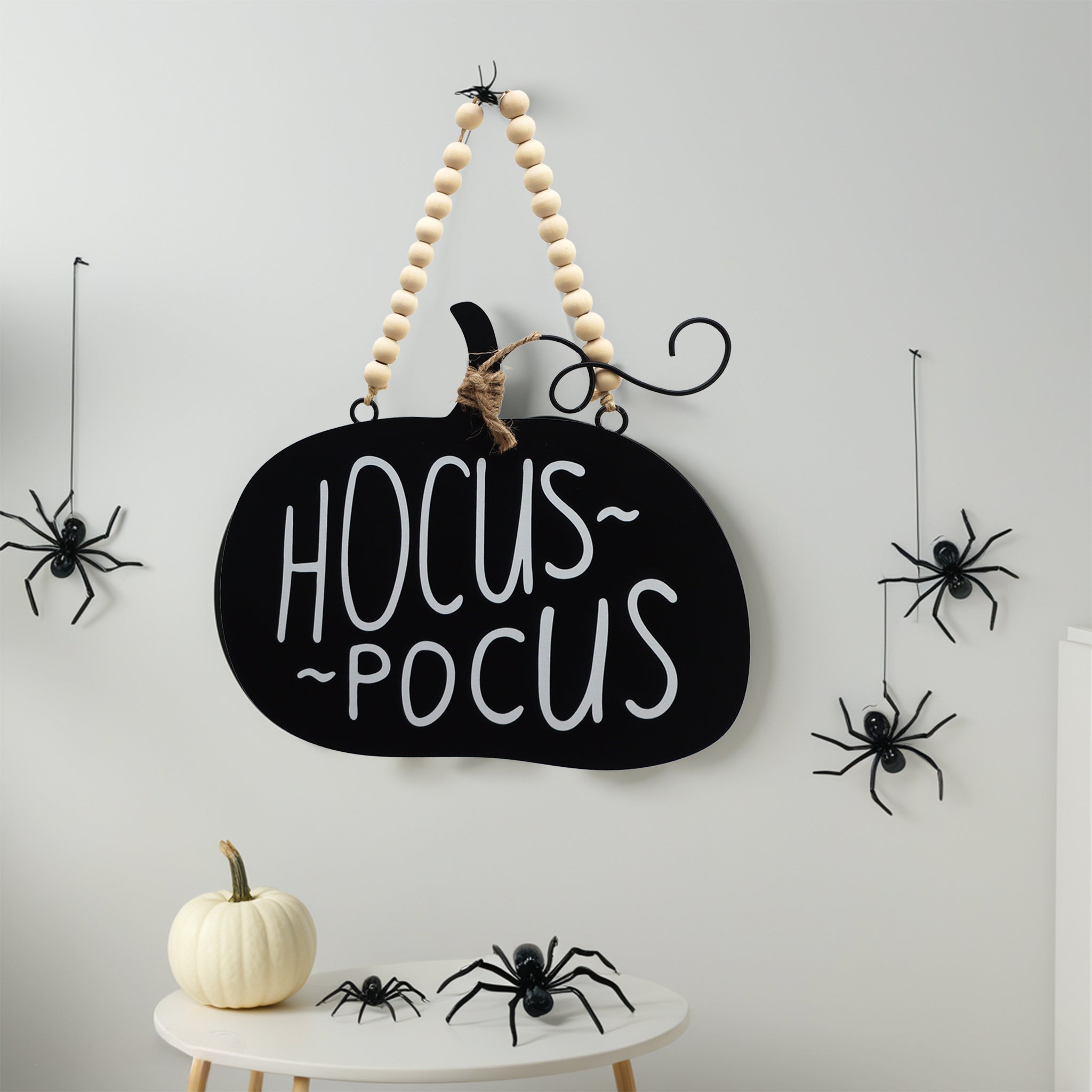 Halloween Hocus Pocus Decorations Sign with Wooden Beads Hanger