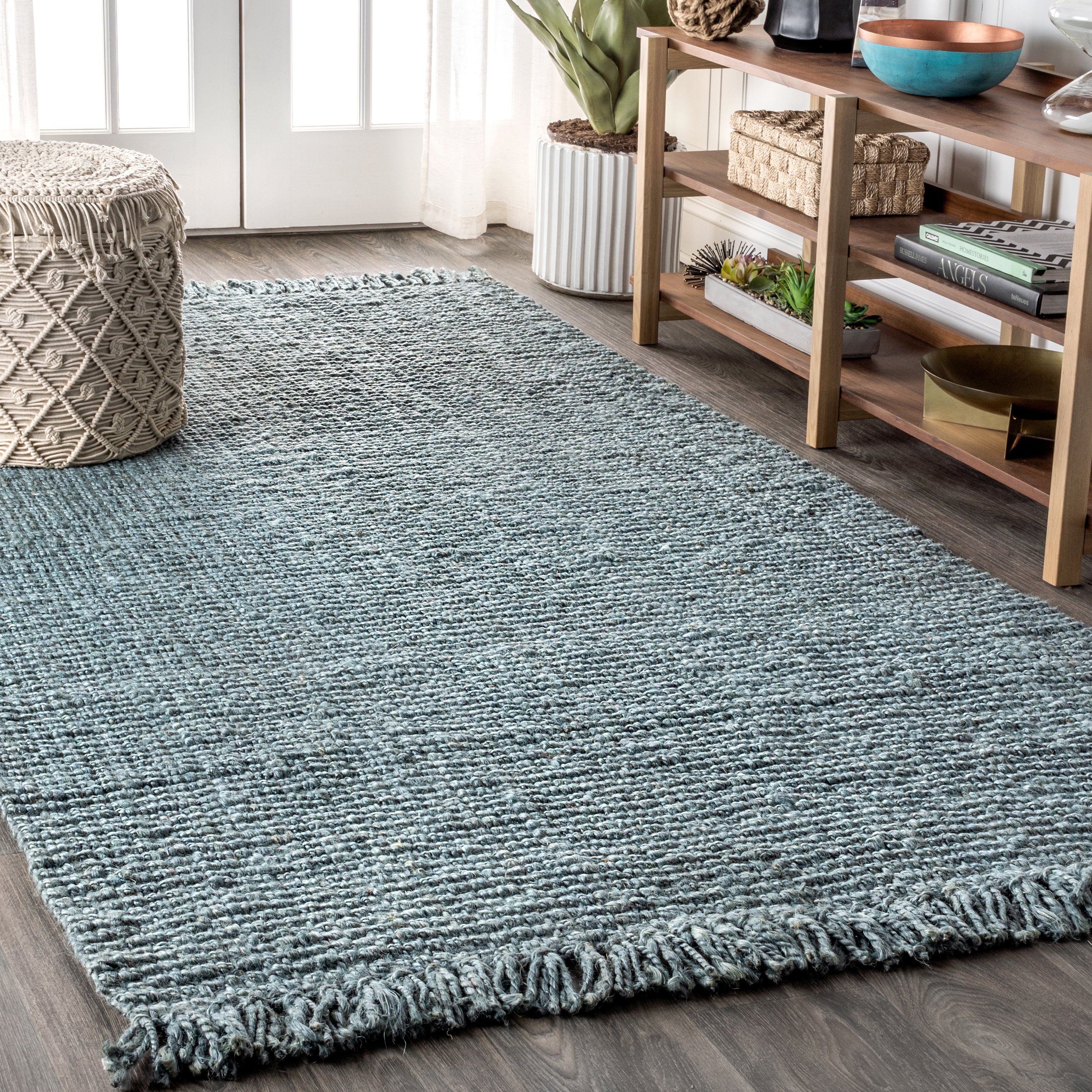 Pata Hand Woven Chunky Jute with Fringe Area Rug