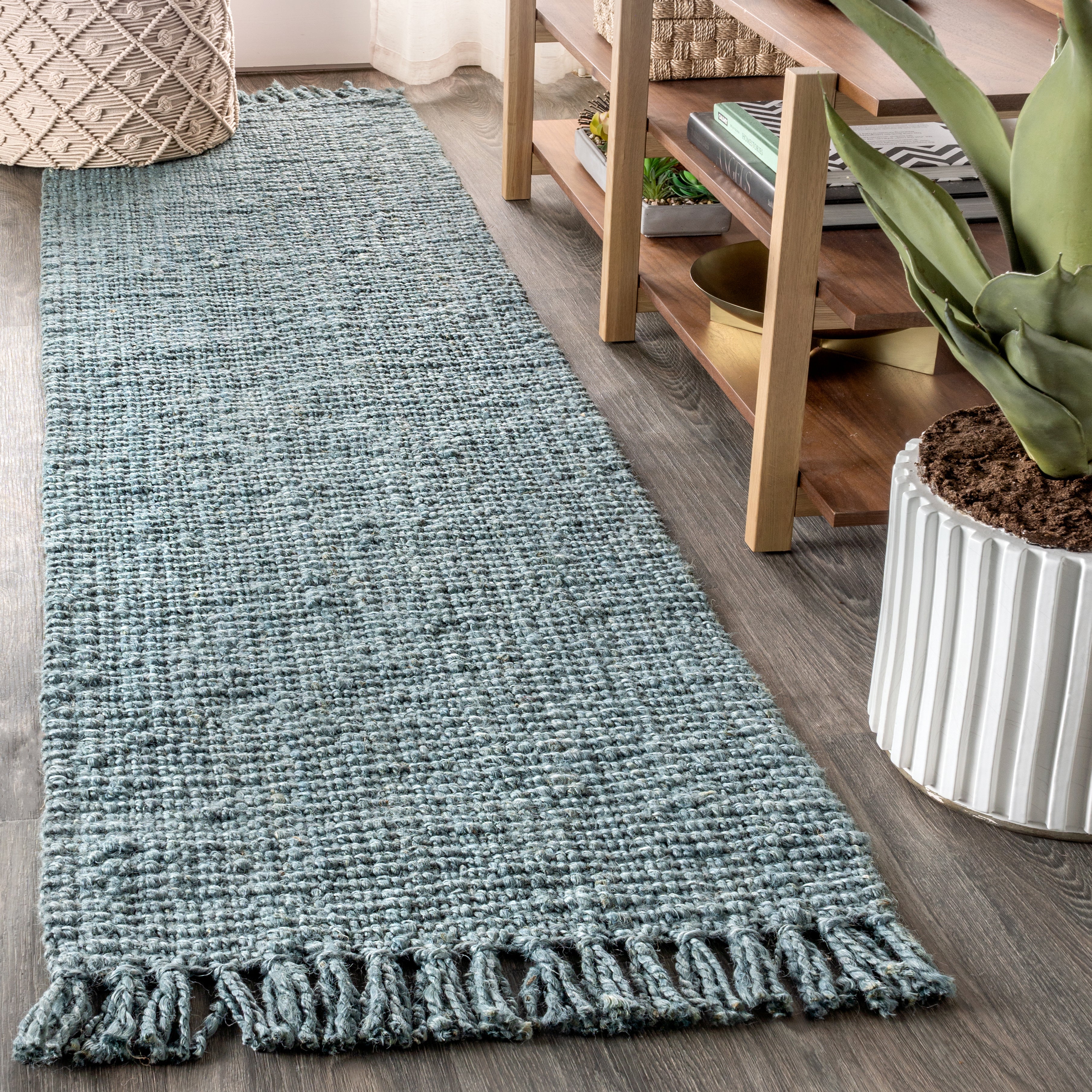 Pata Hand Woven Chunky Jute with Fringe Runner Rug