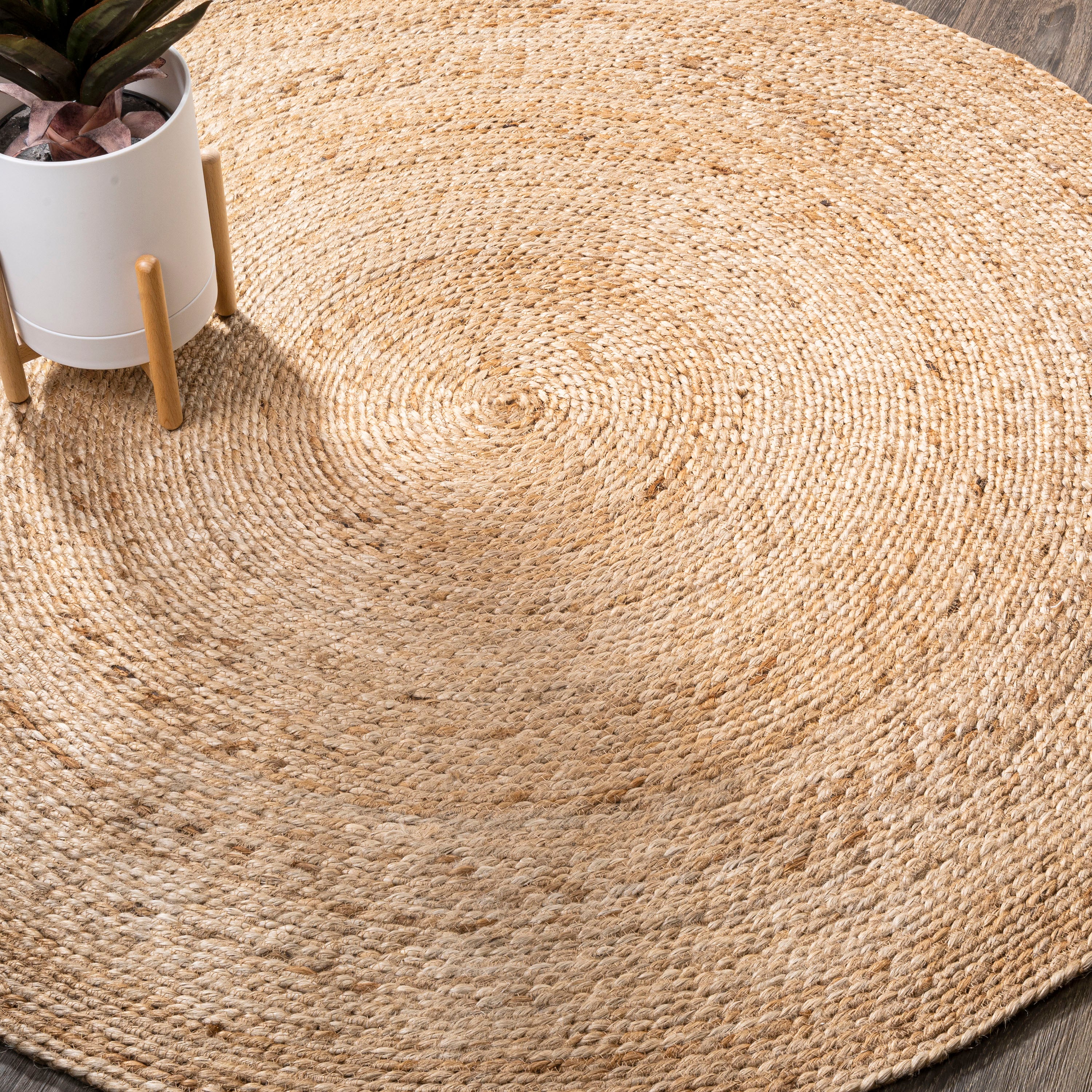 Soleil Natural Jute Braided Circle Round Area Rug