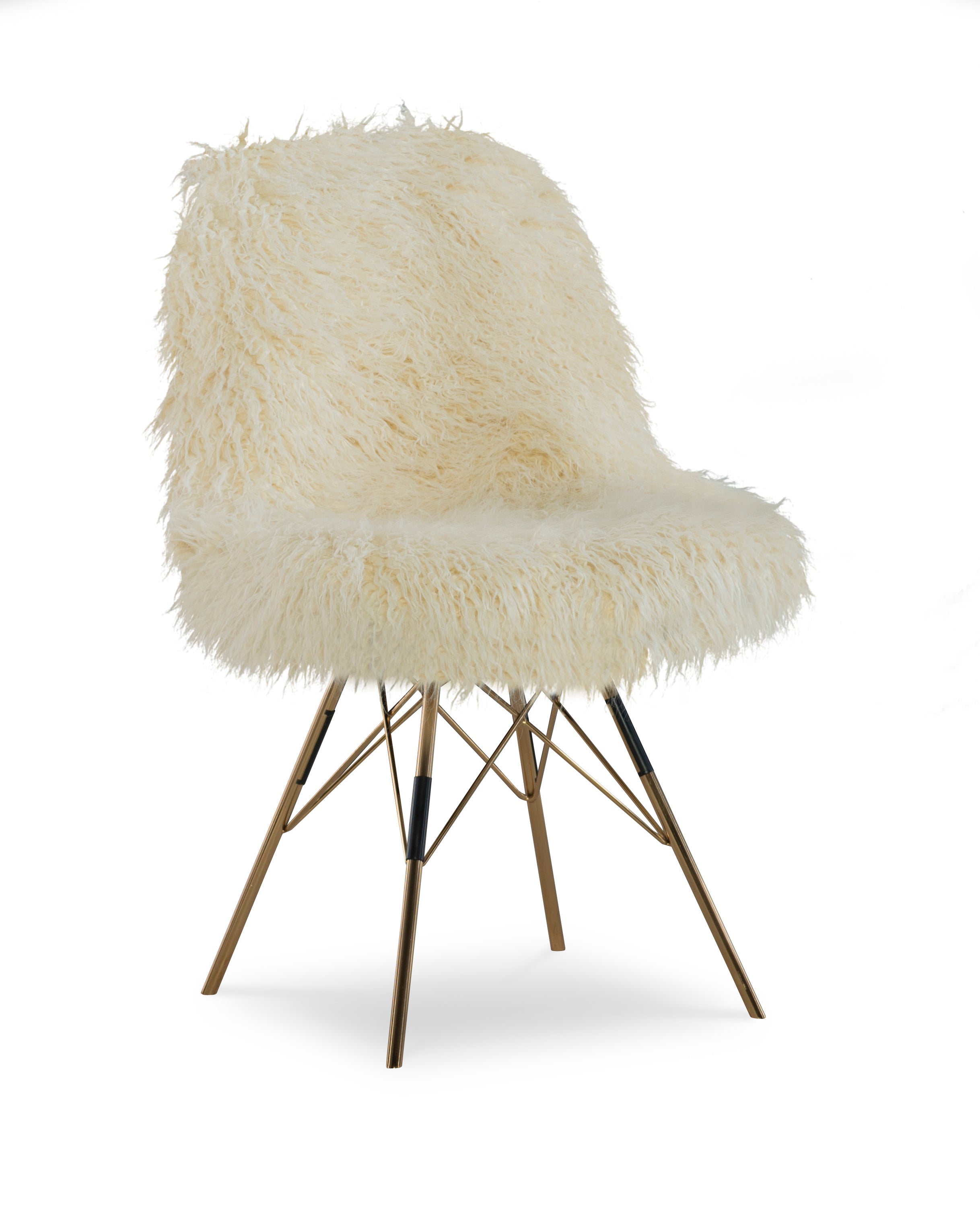 Remy Flokati Chair With Gold Metal Base